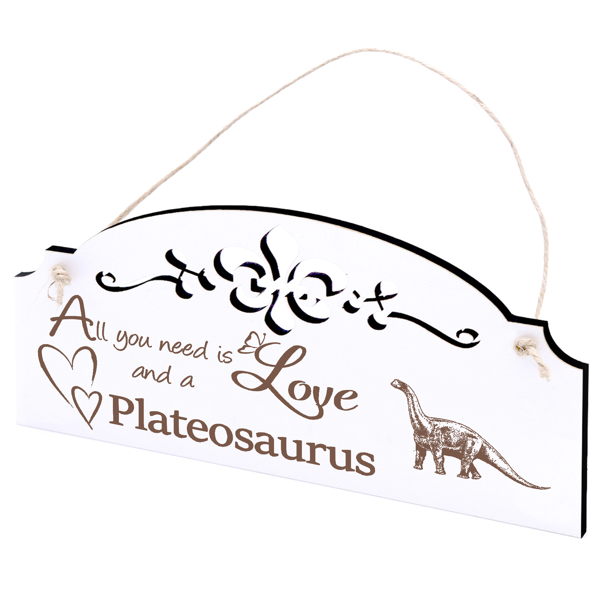 Schild Dinosaurier Plateosaurus Deko 20x10cm - All you need is Love and a Plateosaurus - Holz