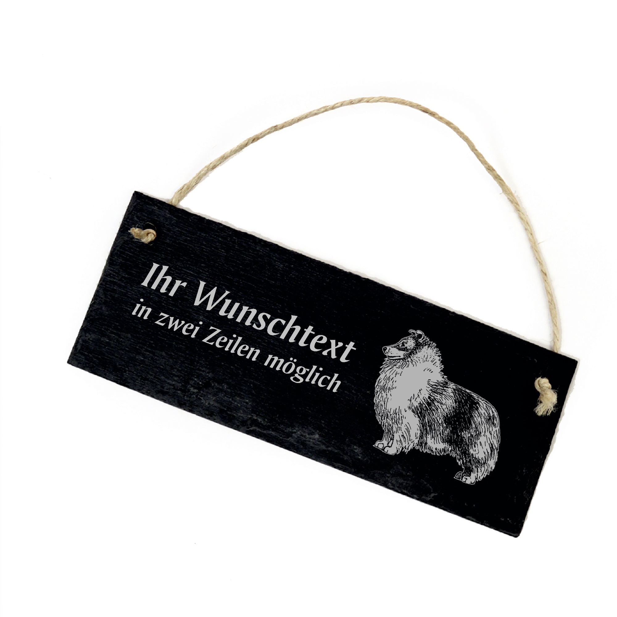 Hundeschild Shetland Sheepdog Sheltie Türschild  Schiefer - personalisiert - 22cm x 8cm