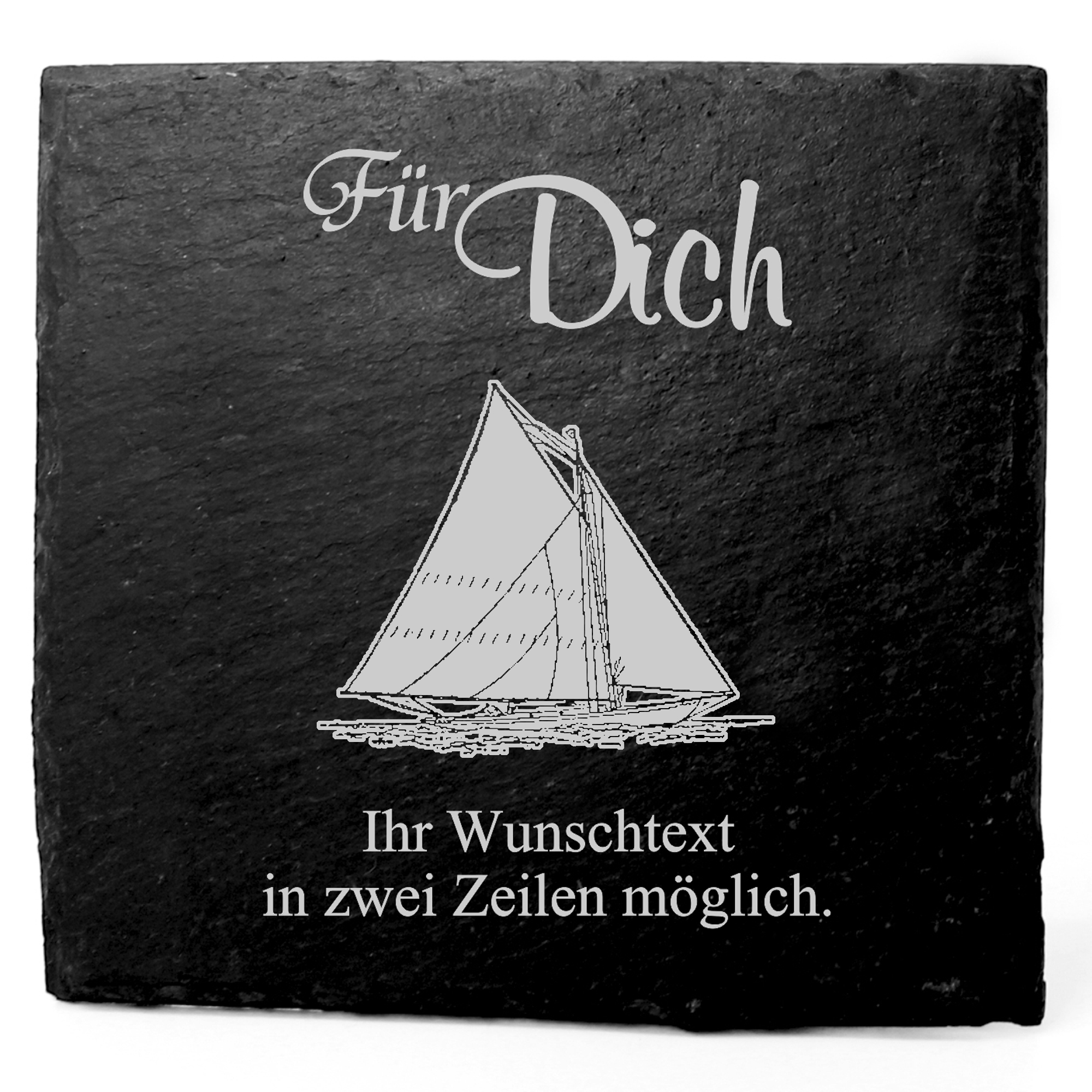Deko Schiefer Untersetzer personalisiert Segelschiff - Für Dich - 11x11cm