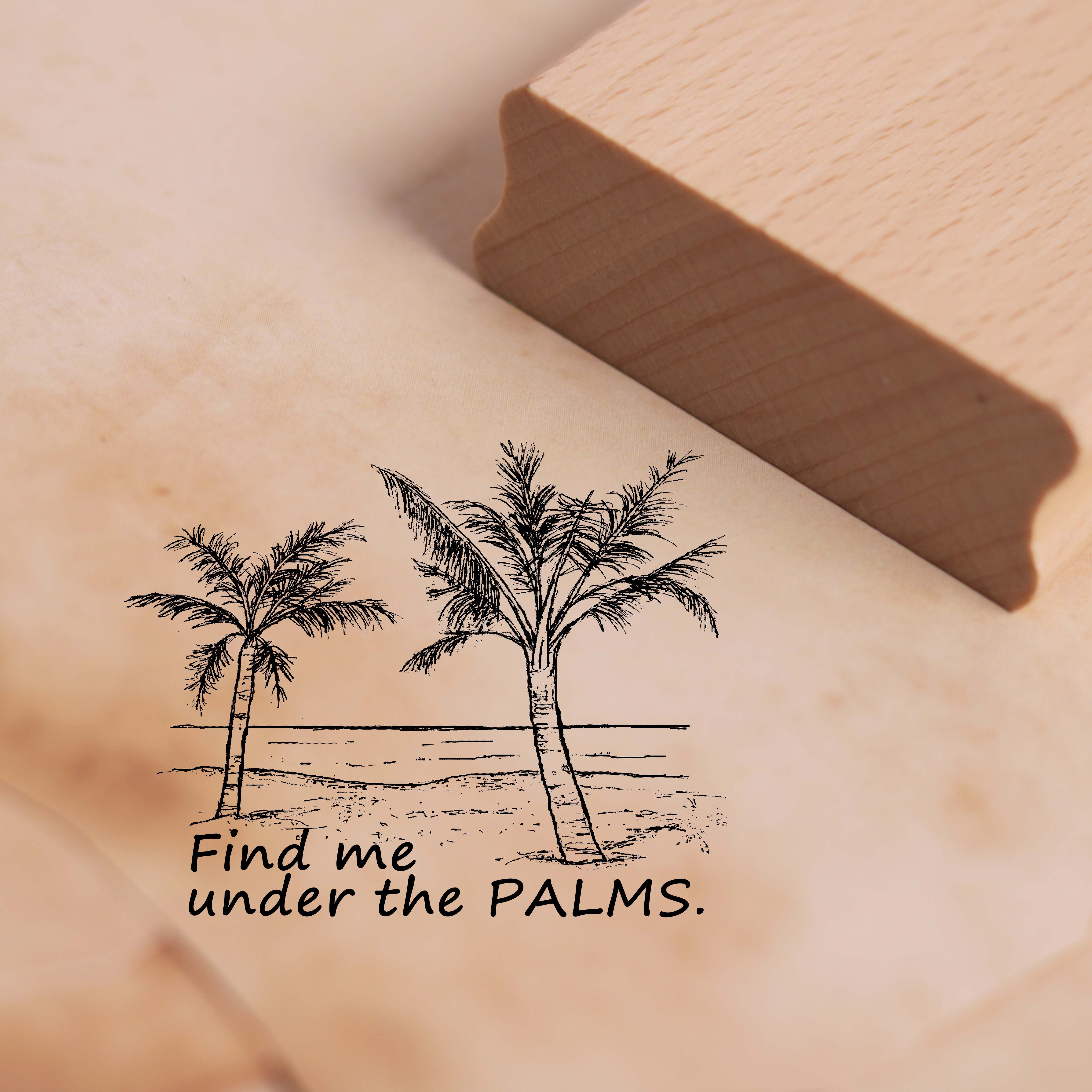 Motivstempel Find me under the palms Stempel Palmen 48 x 38 mm
