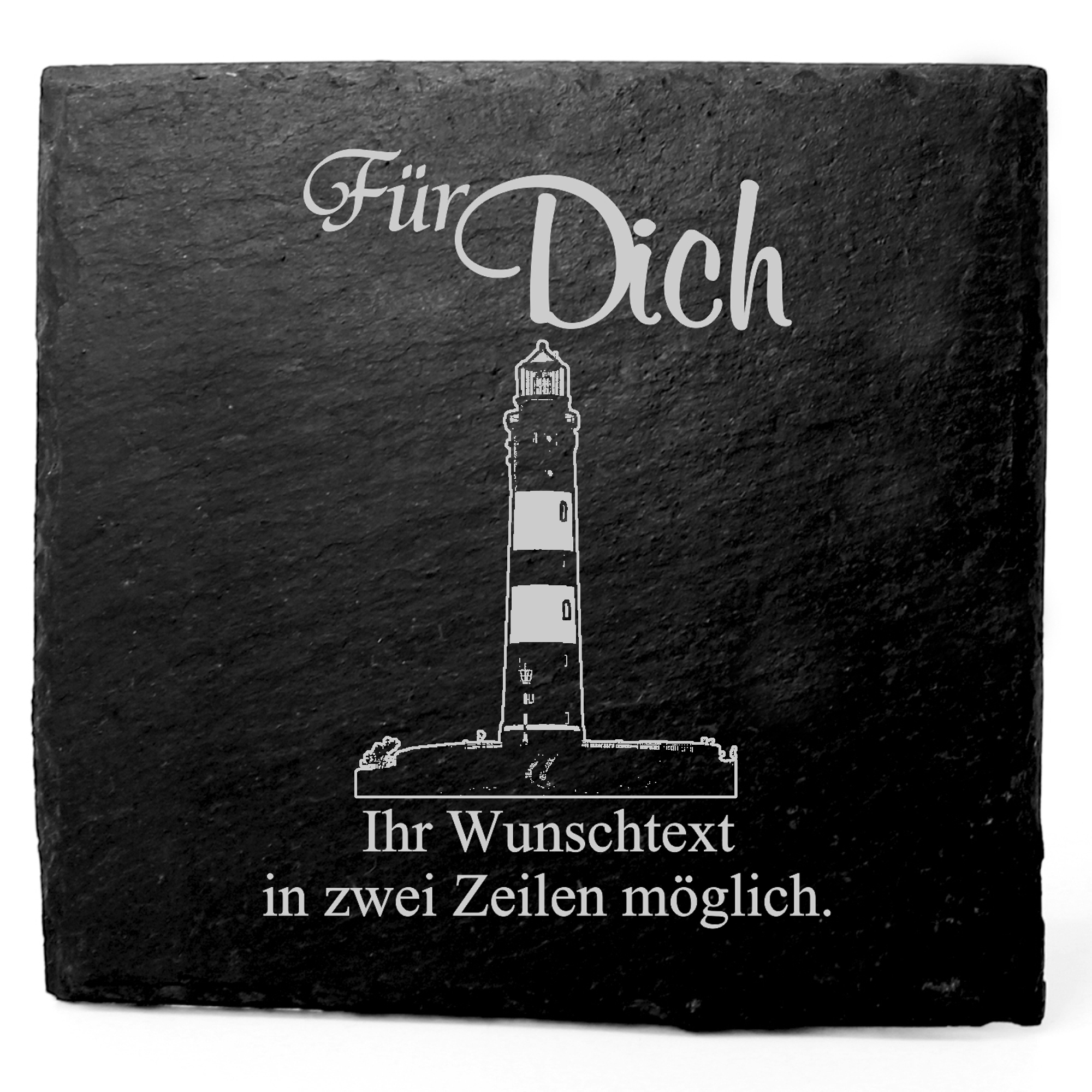 Deko Schiefer Untersetzer personalisiert Insel Amrum Leuchtturm - Für Dich - 11x11cm