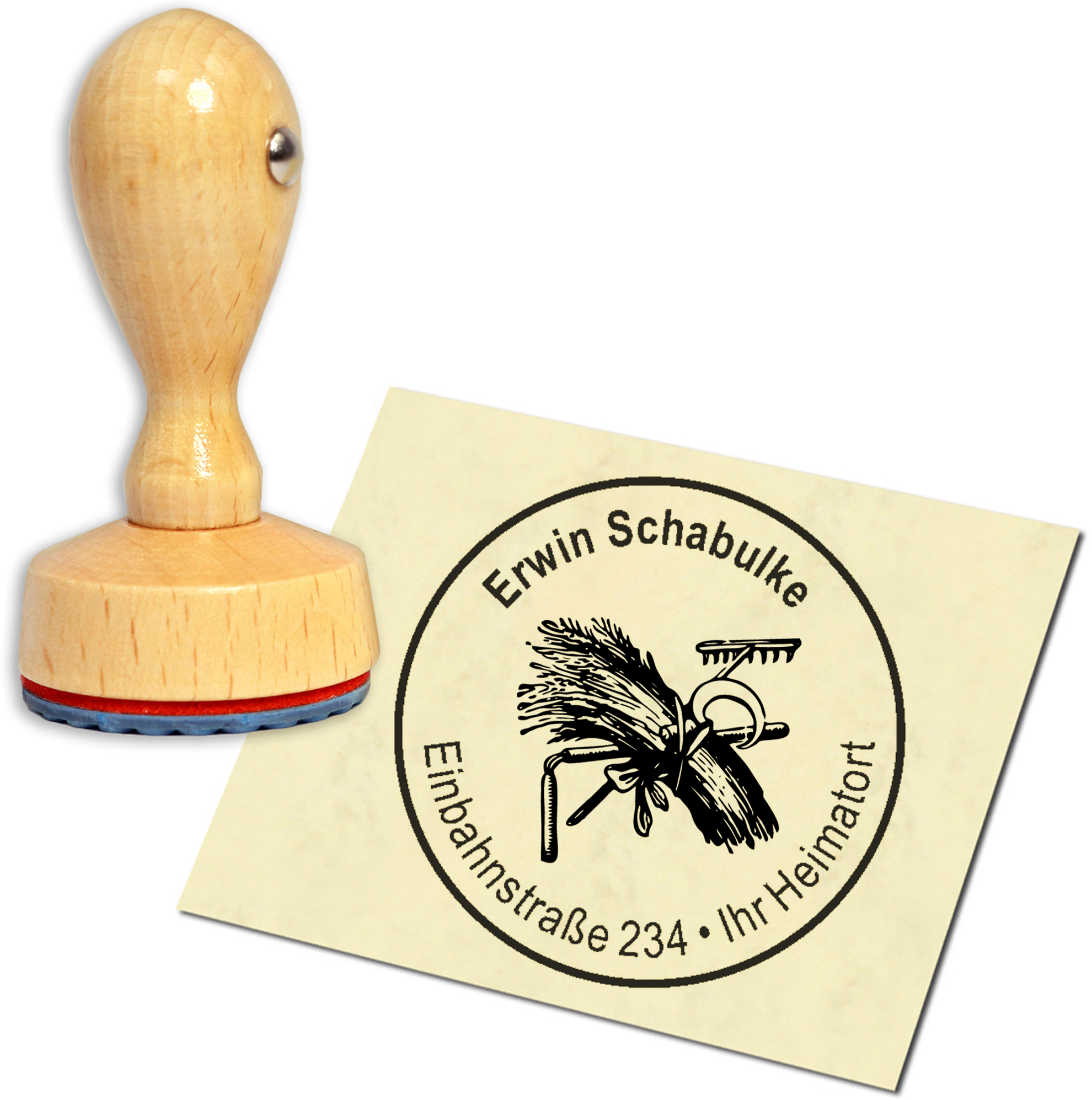 Stempel Adressstempel Holzstempel - Bauer - rund 40mm