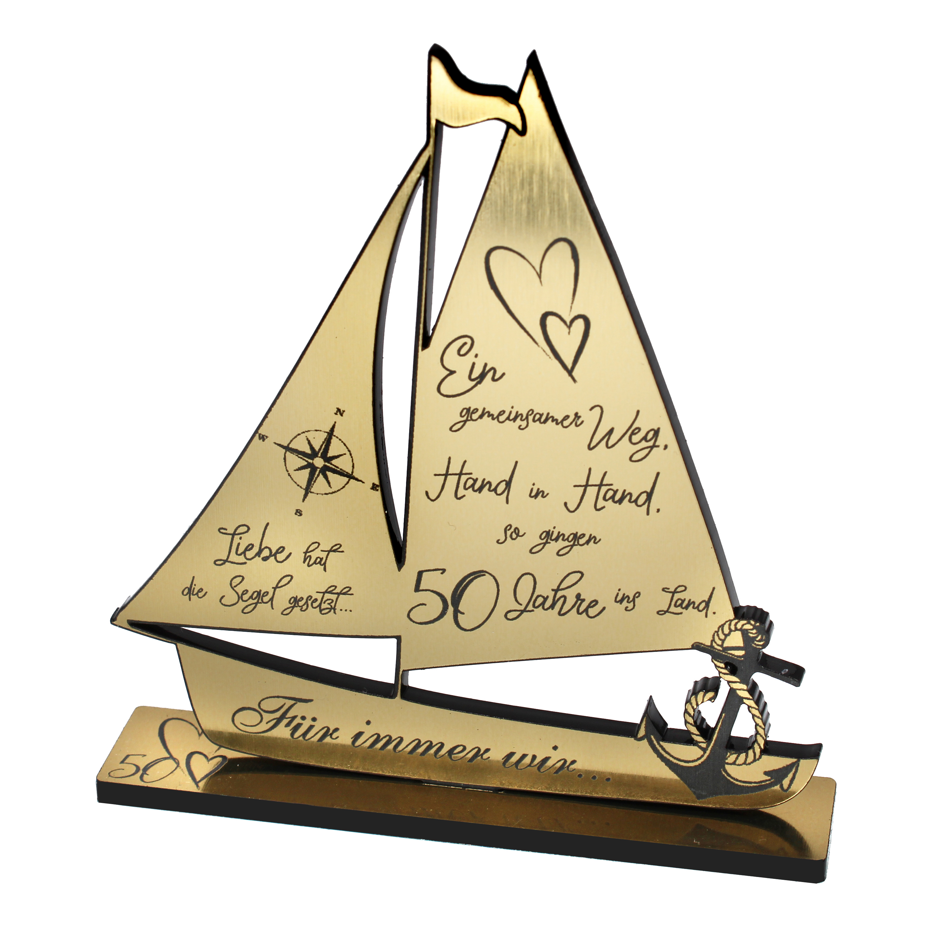 Goldene Hochzeit Geschenk Segelschiff 50 Jahre Ehe Goldhochzeit 9 cm