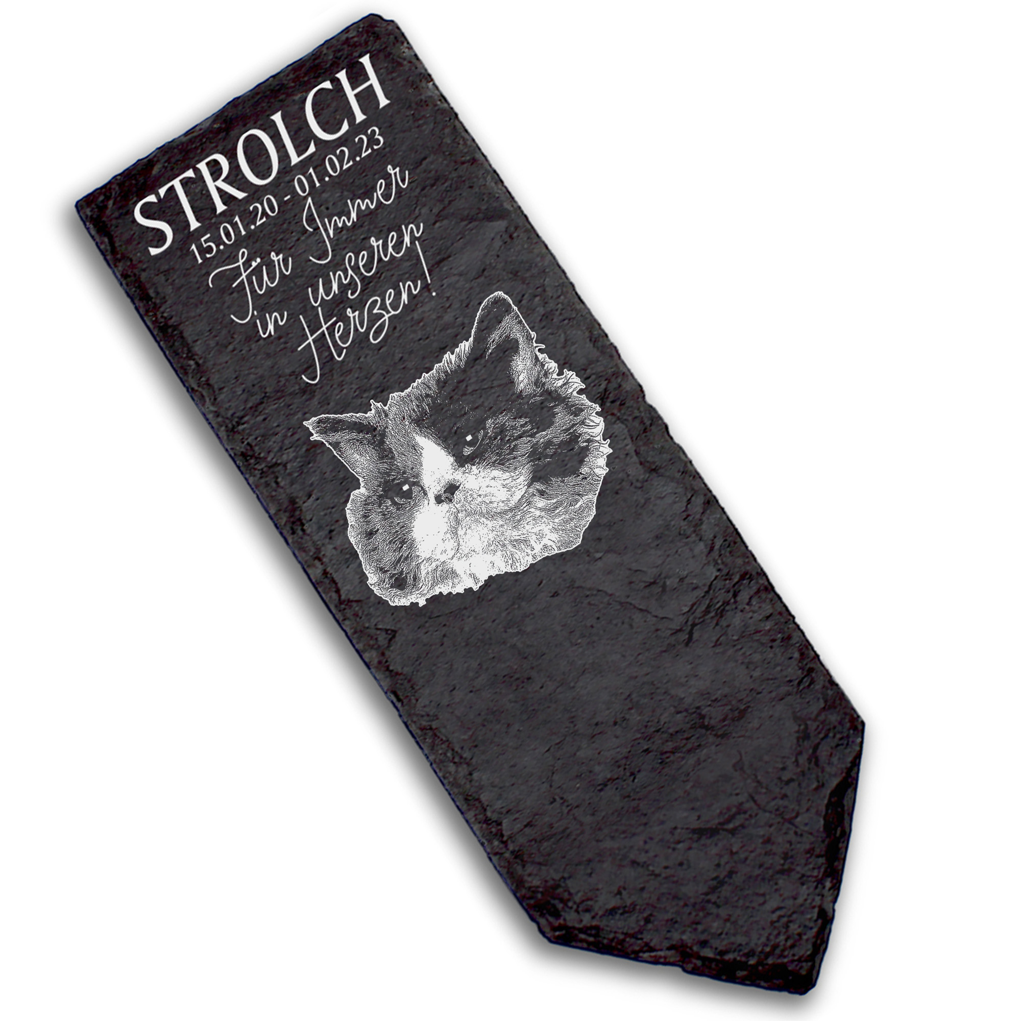 Grabstecker Grabschmuck Grabstein - Selkirk Rex Katze - Personalisiert Grab Deko 8 x 22 cm Grabdekor