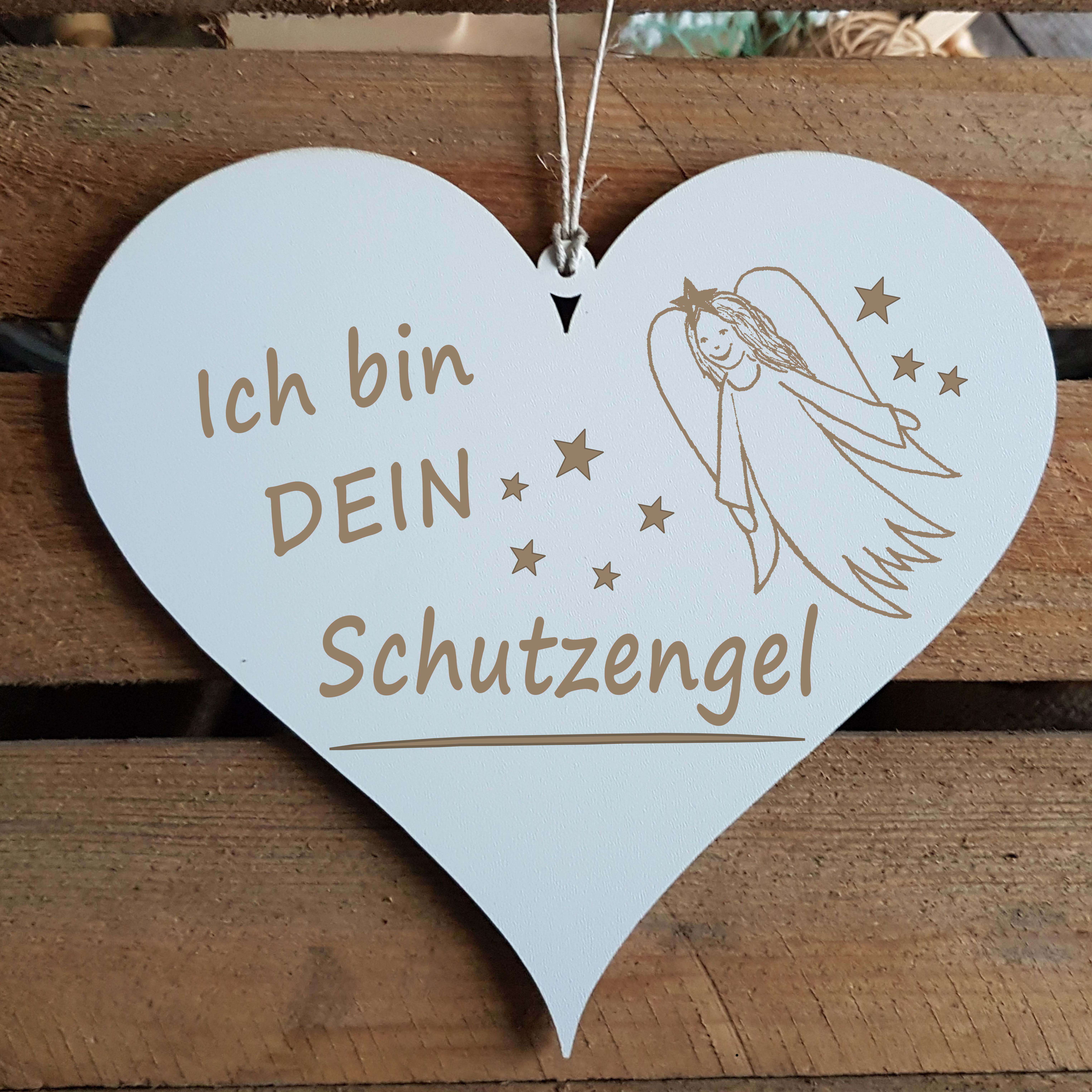 Herz Schild Ich bin dein Schutzengel - Türschild 13 x 12 cm
