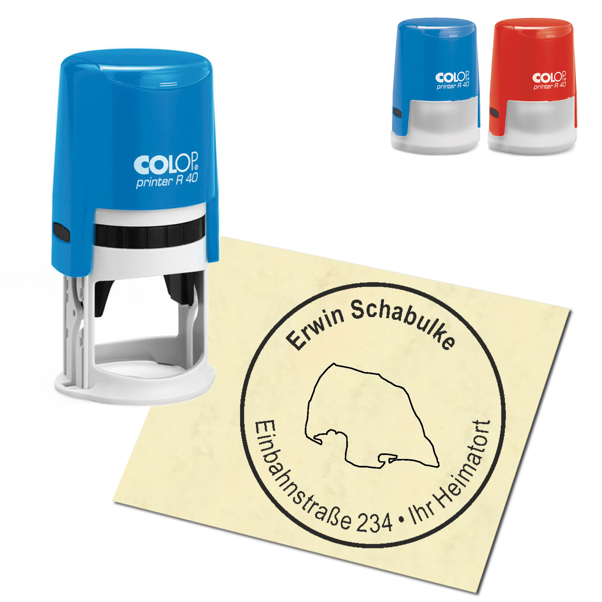 Stempel Adressstempel personalisiert - Insel Fehmarn - rund &empty; 40mm