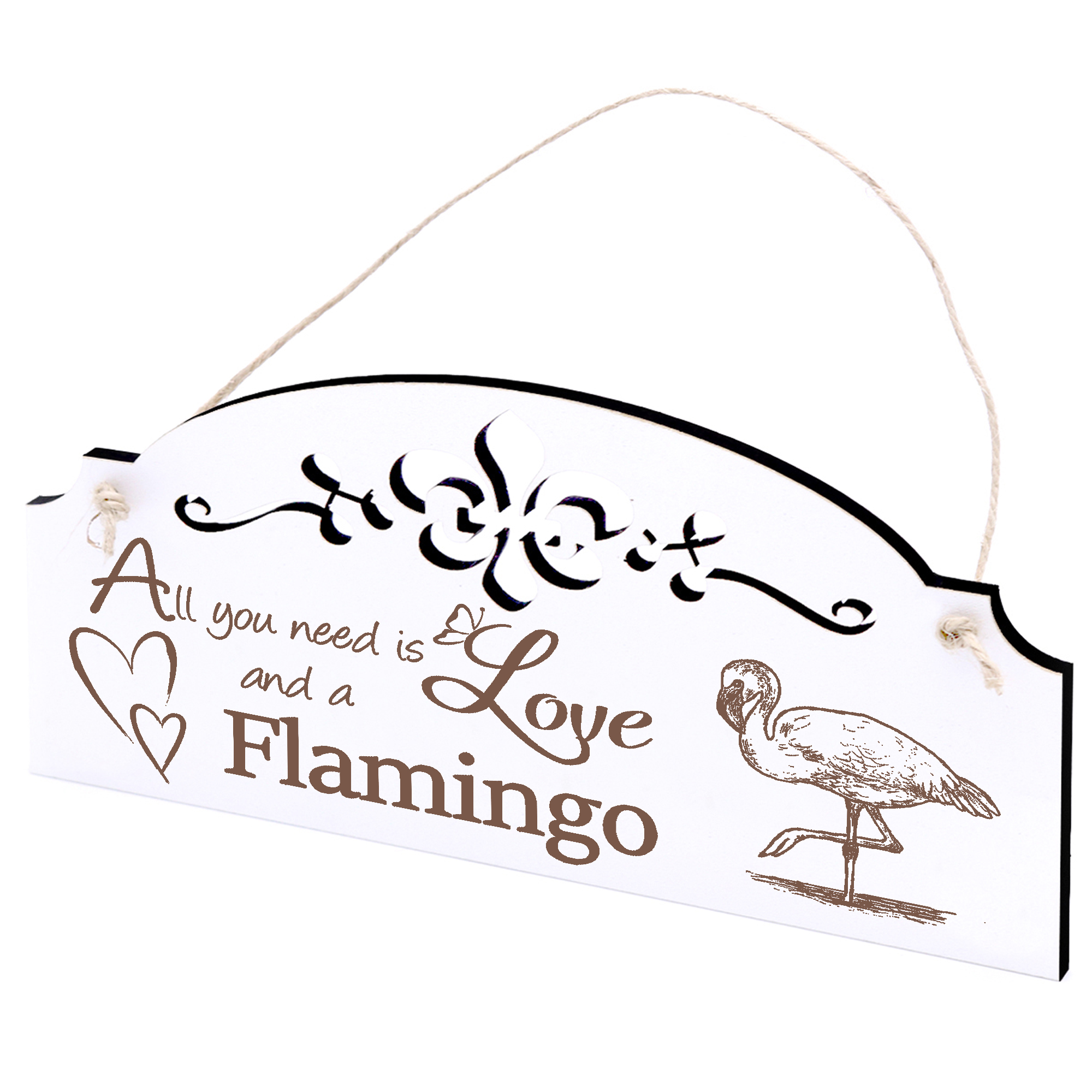 Schild Flamingo Deko 20x10cm - All you need is Love and a Flamingo - Holz