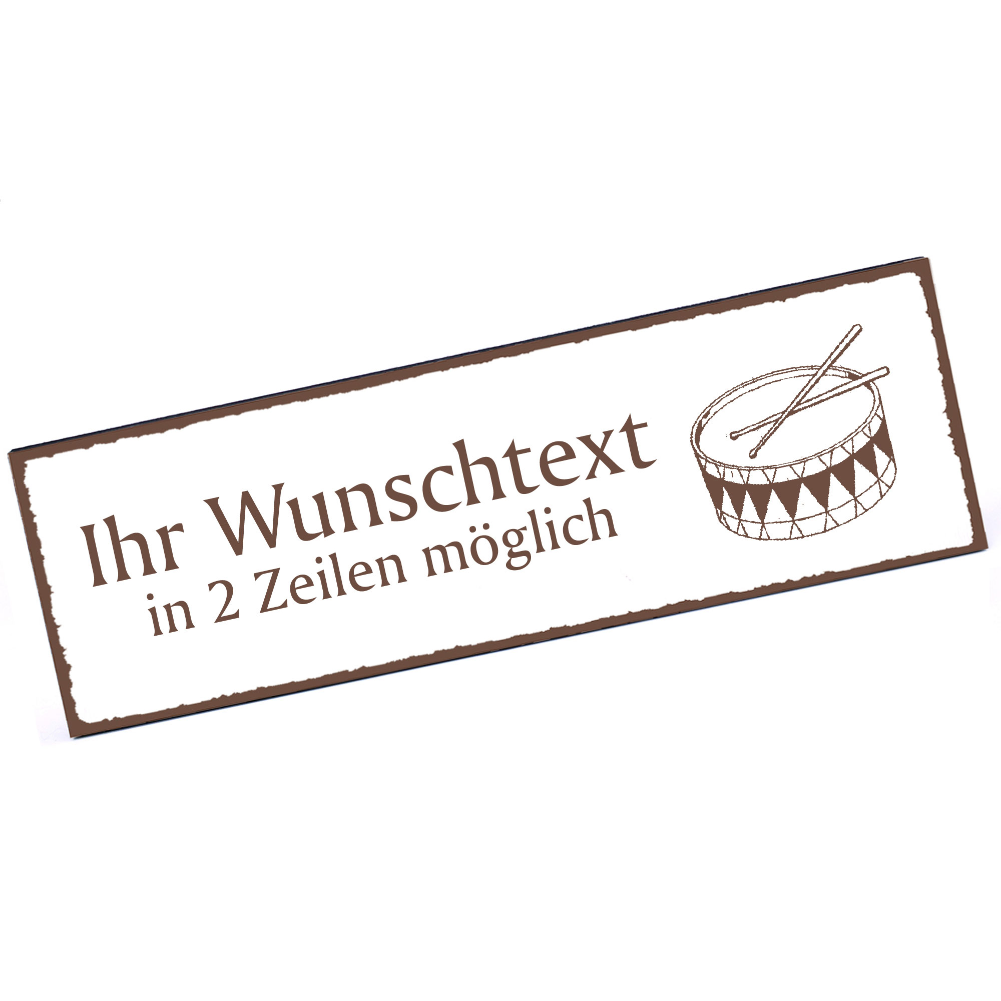Türschild Trommel  Namensschild personalisiert mit Gravur - 150mm x 50mm - selbstklebend