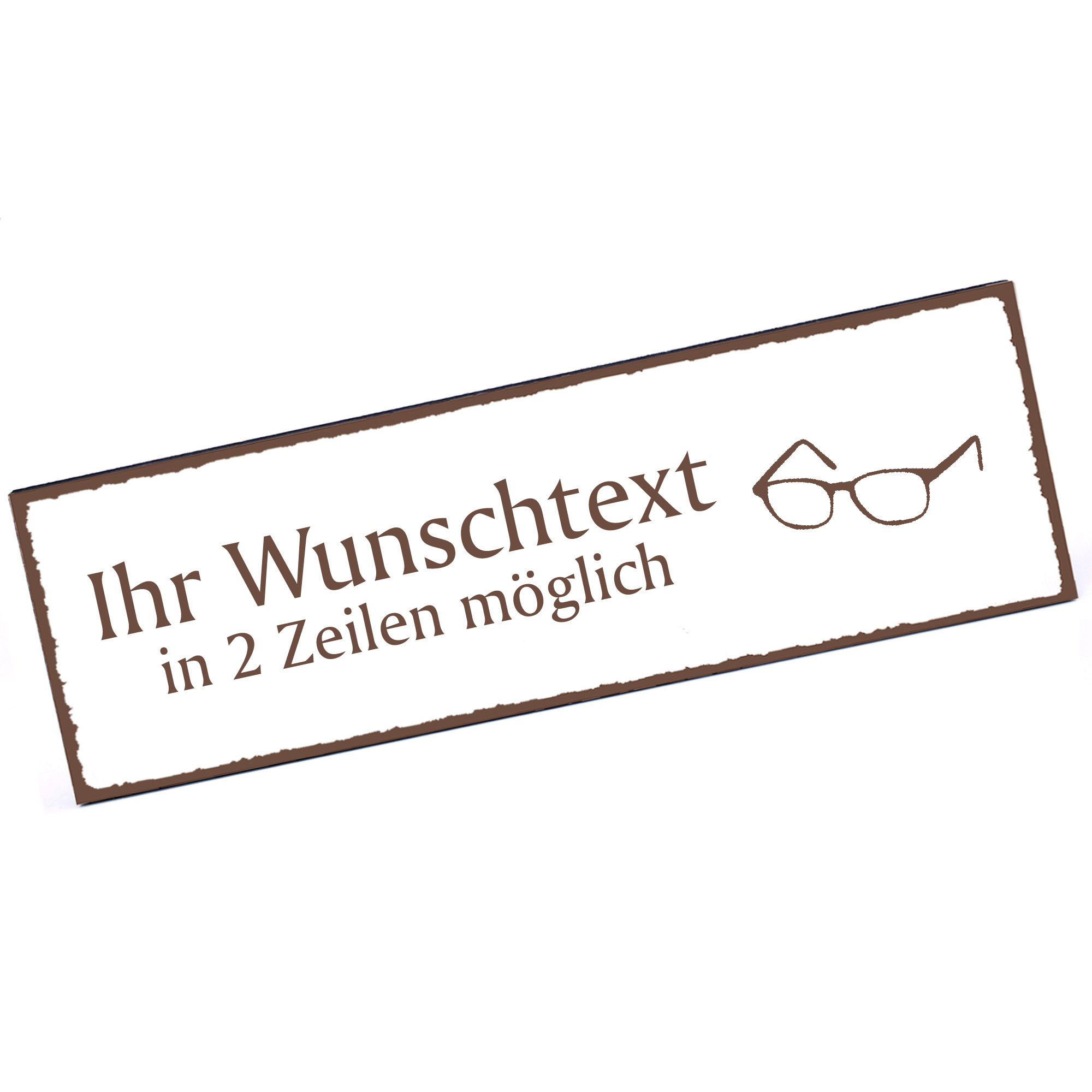 Türschild Brille  Namensschild personalisiert mit Gravur - 150mm x 50mm - selbstklebend