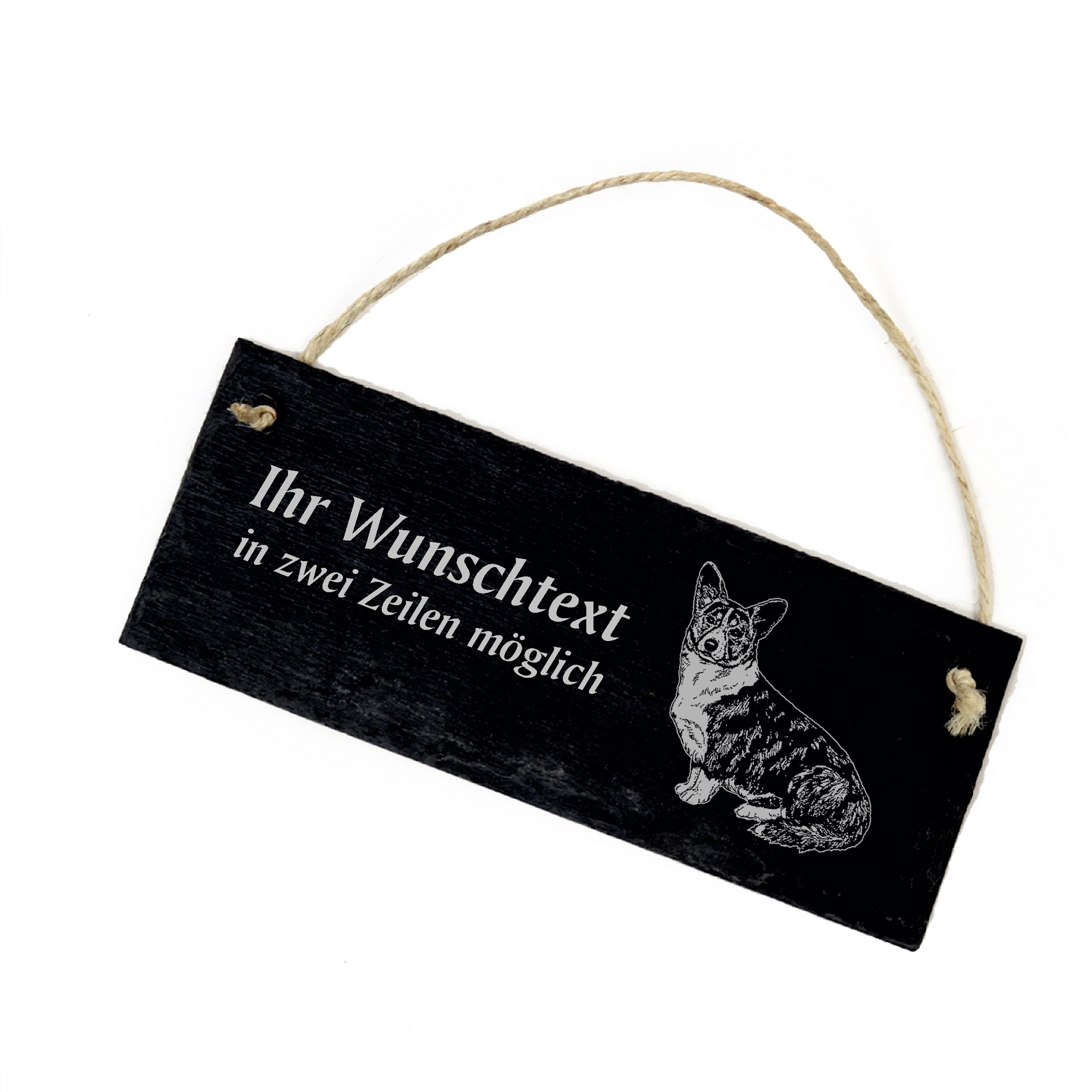 Hundeschild Welsh Corgi Cardigan Türschild  Schiefer - personalisiert - 22cm x 8cm