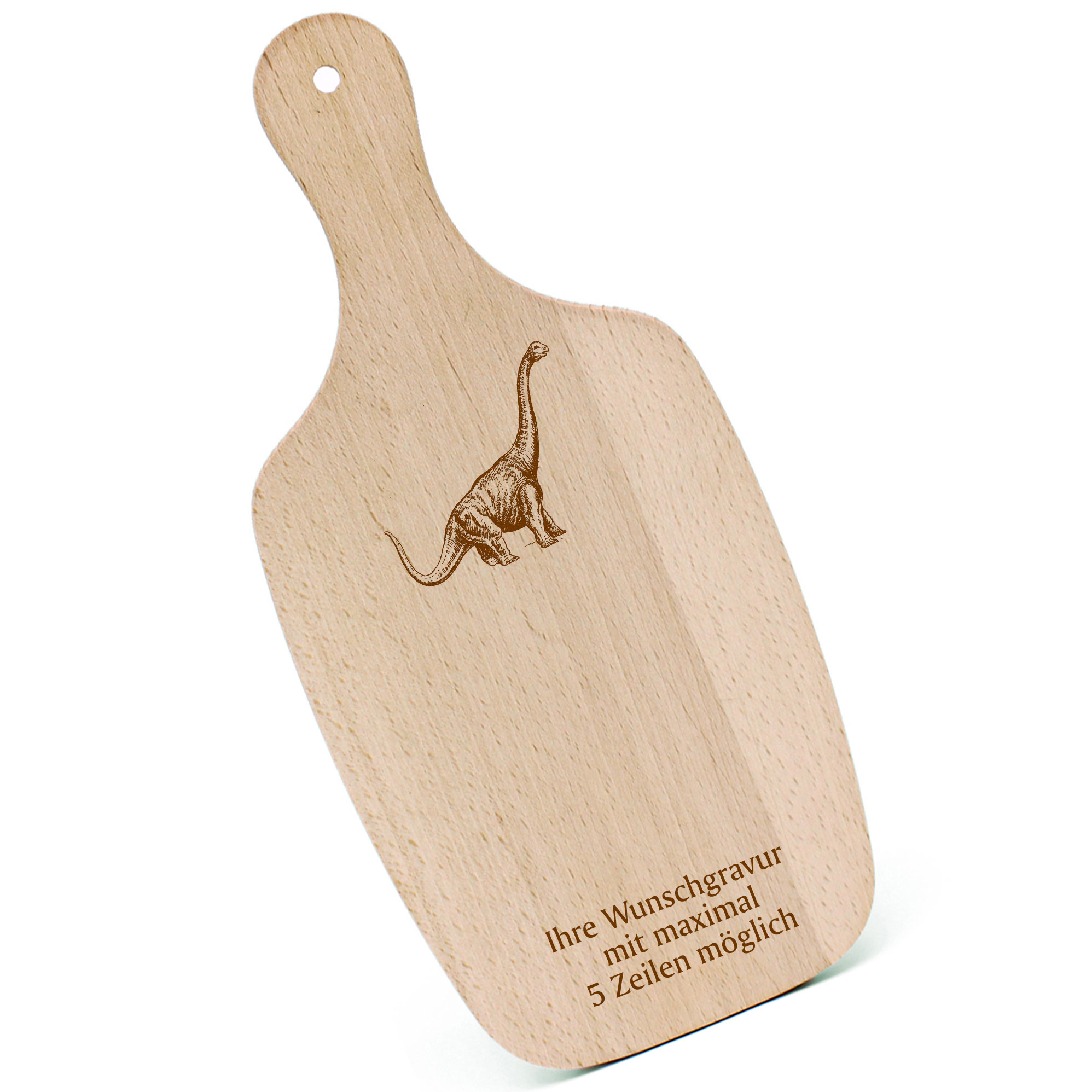 Schneidebrett Frühstücksbrettchen - Dinosaurier Brachiosaurus Langhals - mit Griff 330x150mm