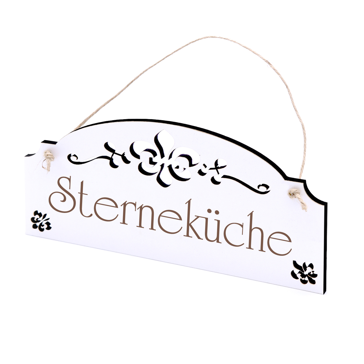 Schild Sterneküche - Vintage Türschild mit Ornamenten