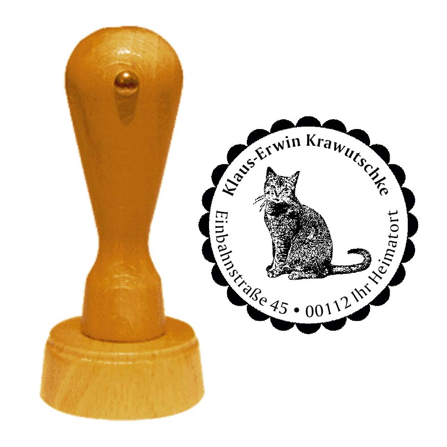 Adressenstempel « HAUSKATZE » mit persönlichem Wunschtext
