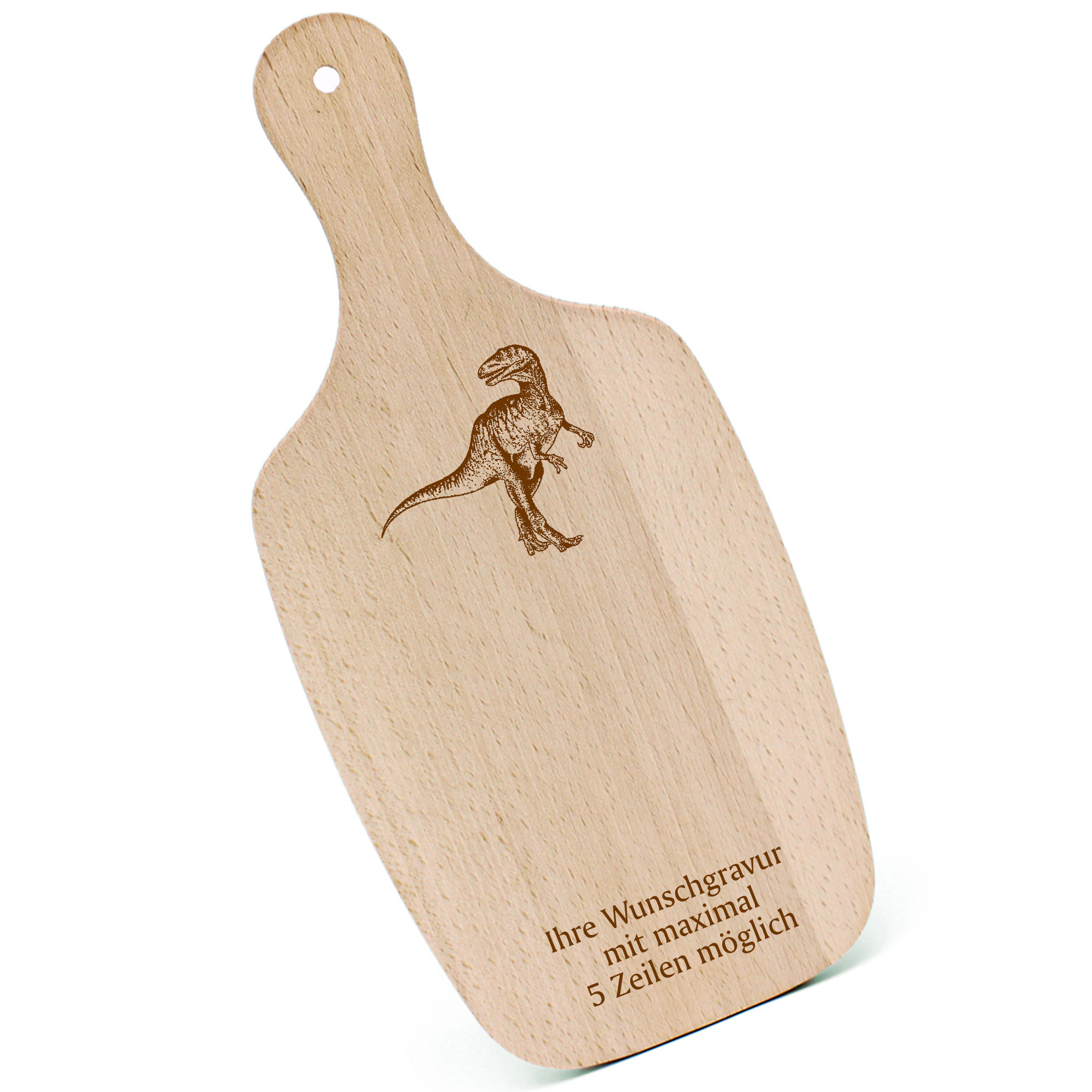 Schneidebrett Frühstücksbrettchen - Dinosaurier Megalosaurus - mit Griff 330x150mm