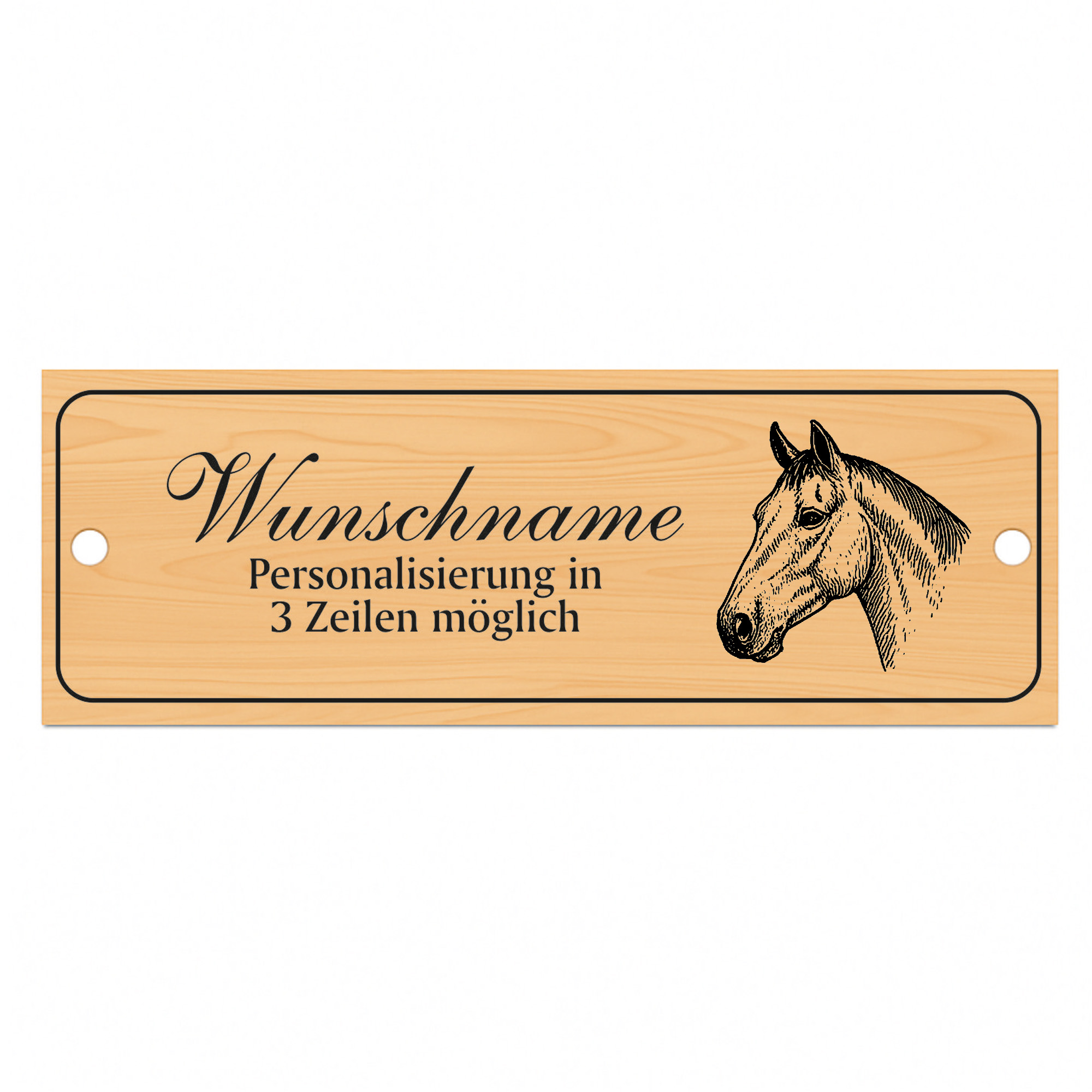 Stallschild Andalusier personalisierbar mit Wunschtext – Stalltafel Pferdeschild Pferdebox Holzoptik - 20×7,5 cm
