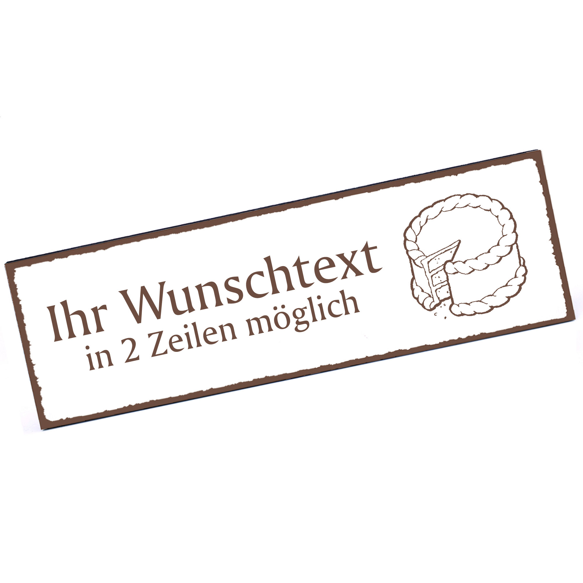 Türschild Torte  Namensschild personalisiert mit Gravur - 150mm x 50mm - selbstklebend