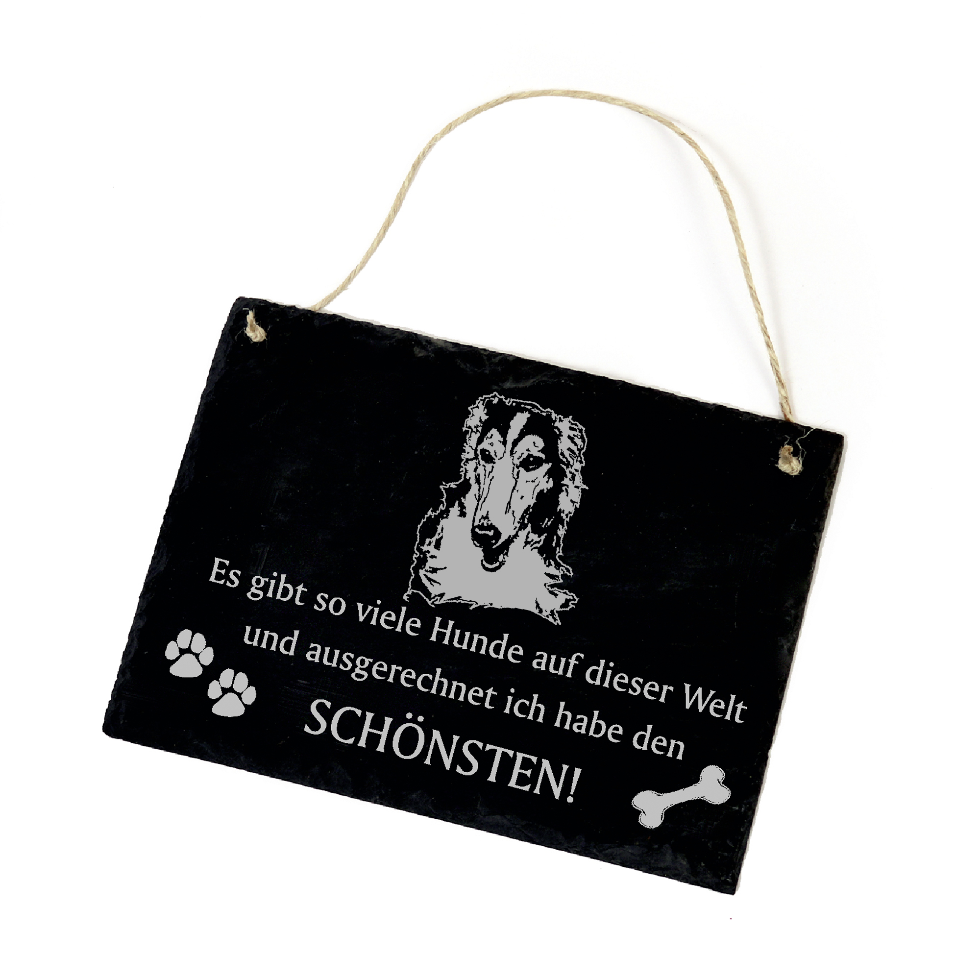 Hundeschild Barsoi Schild aus Schiefer - Ich habe den schönsten - 22cm x 16cm