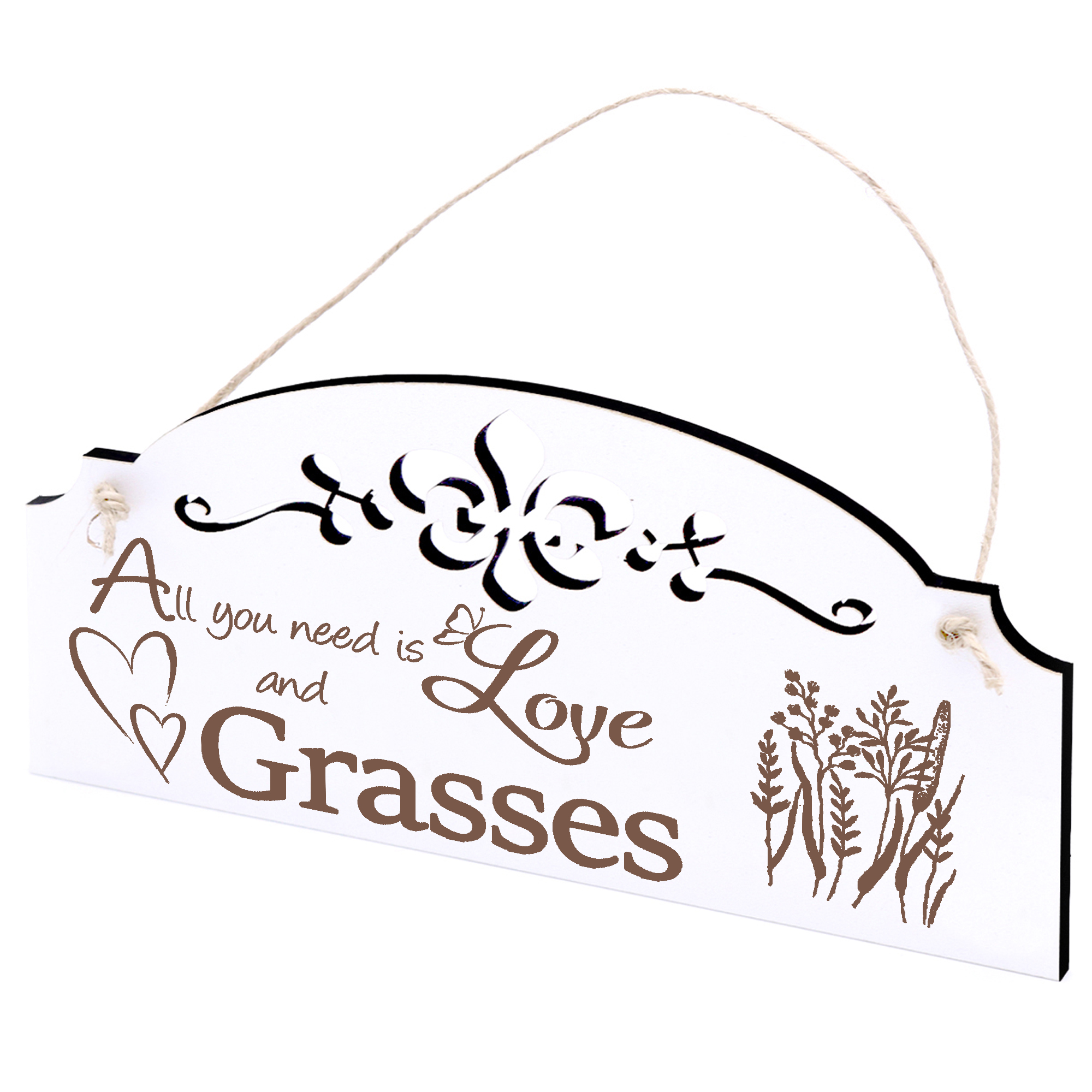 Schild Gräser Deko 20x10cm - All you need is Love and Grasses - Holz