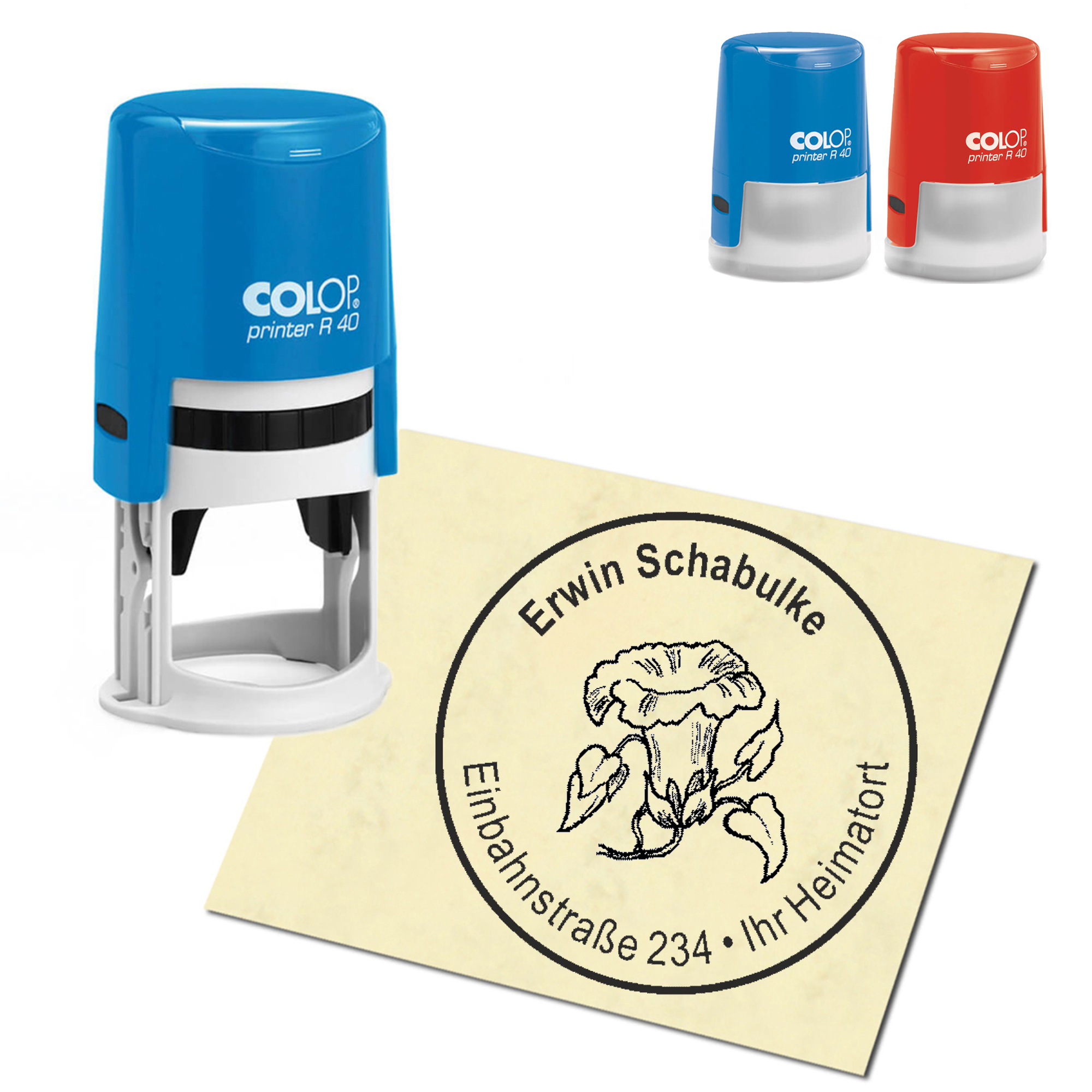 Stempel Adressstempel personalisiert - Winde - rund &empty; 40mm