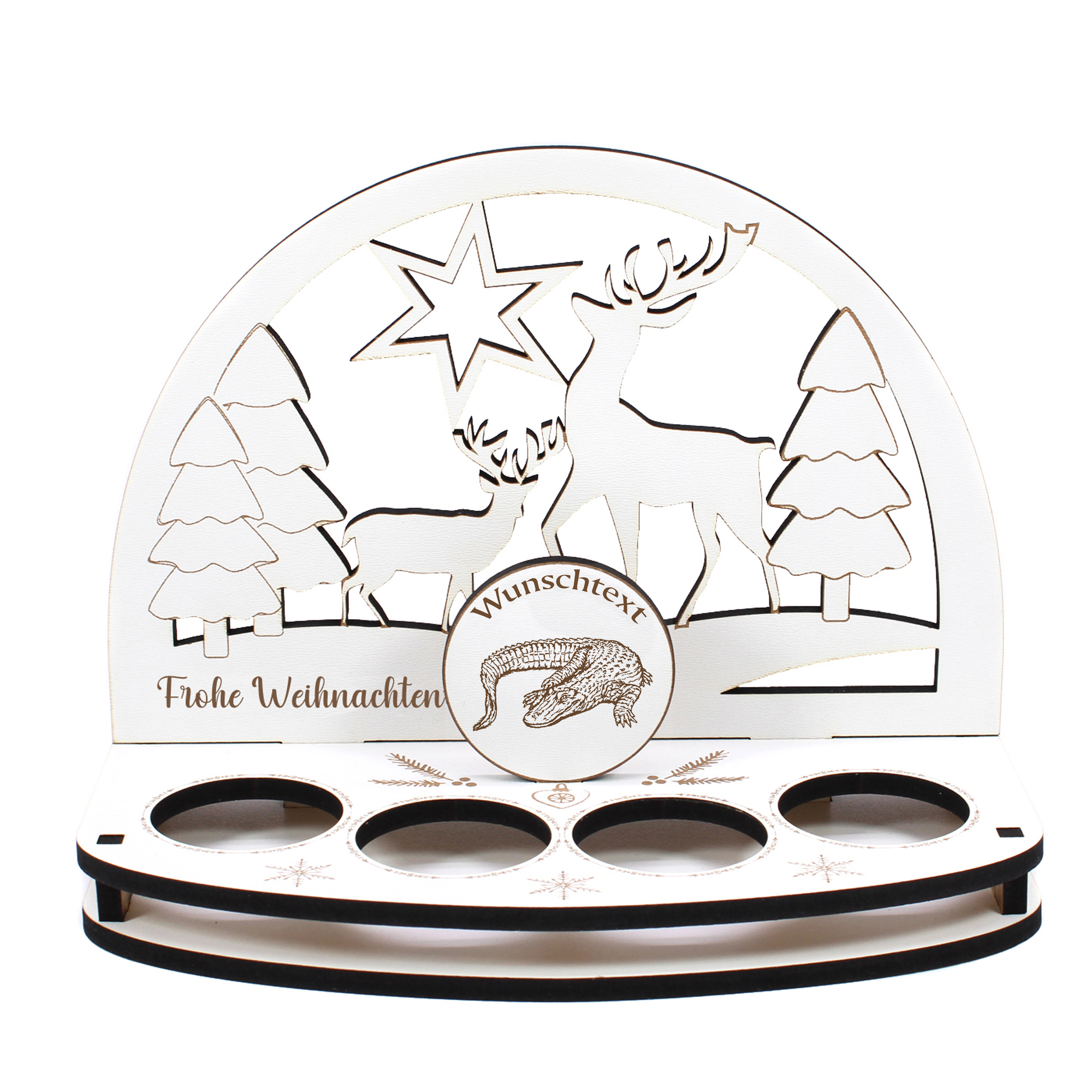 Deko Schwibbogen Aligator Krokodil Teelichthalter personalisiert Weihnachten Weihnachtsdekoration