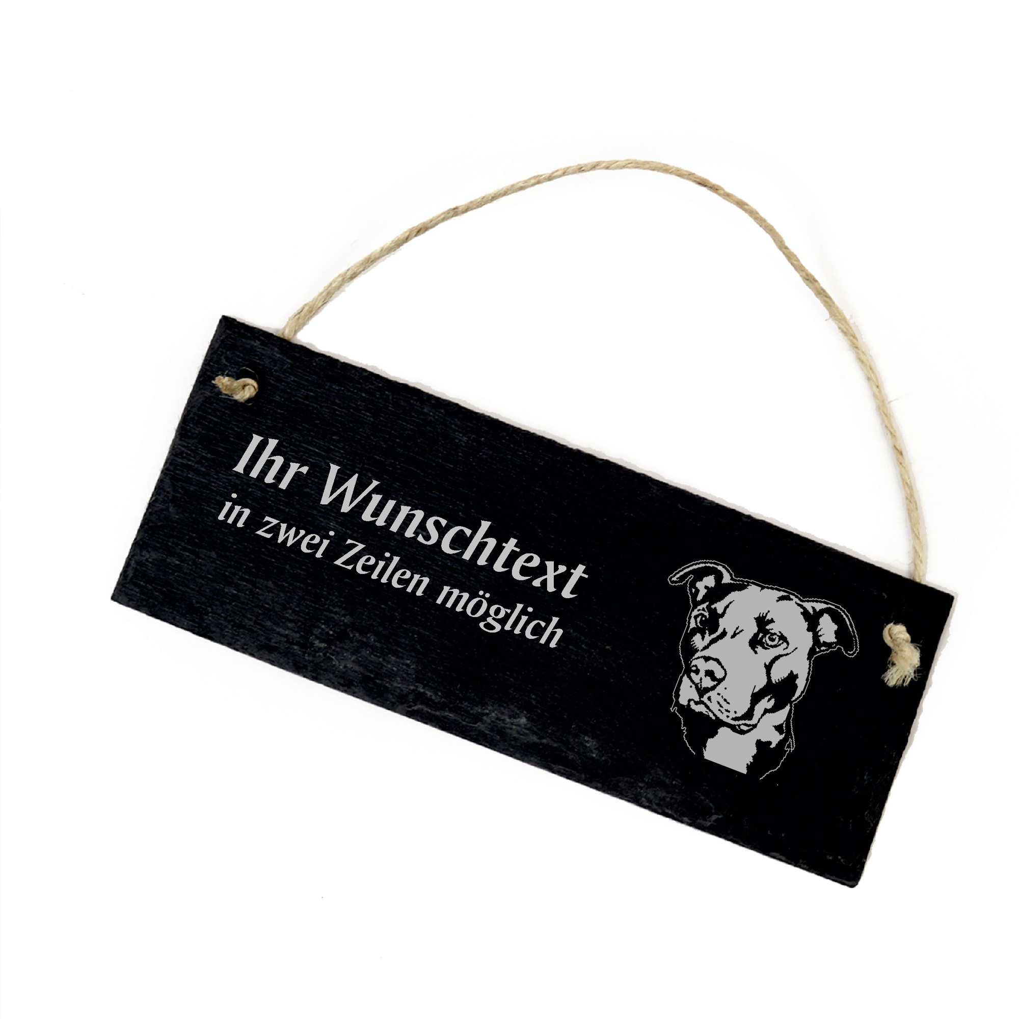 Hundeschild Pitbull Türschild  Schiefer - personalisiert - 22cm x 8cm