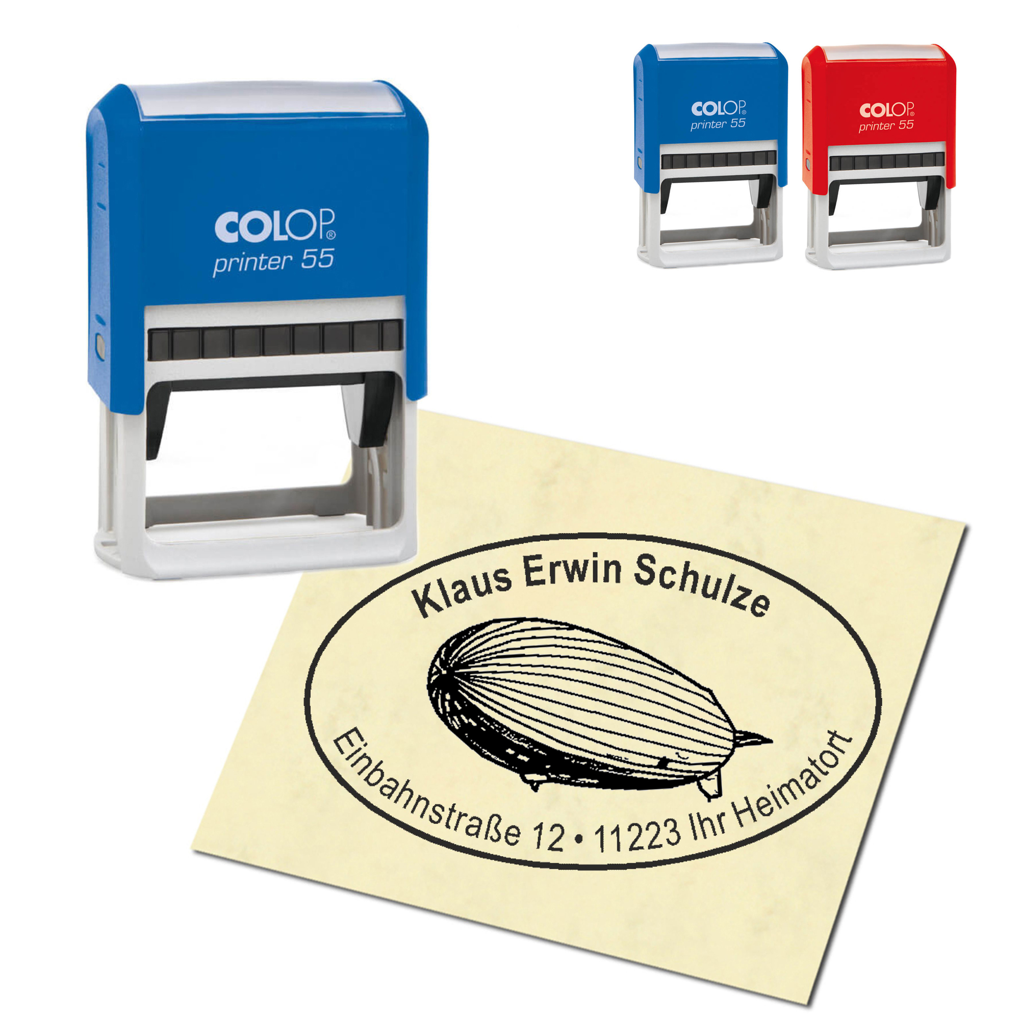 Adressstempel personalisiert Stempel - Zeppellin - oval 59 x 39 mm