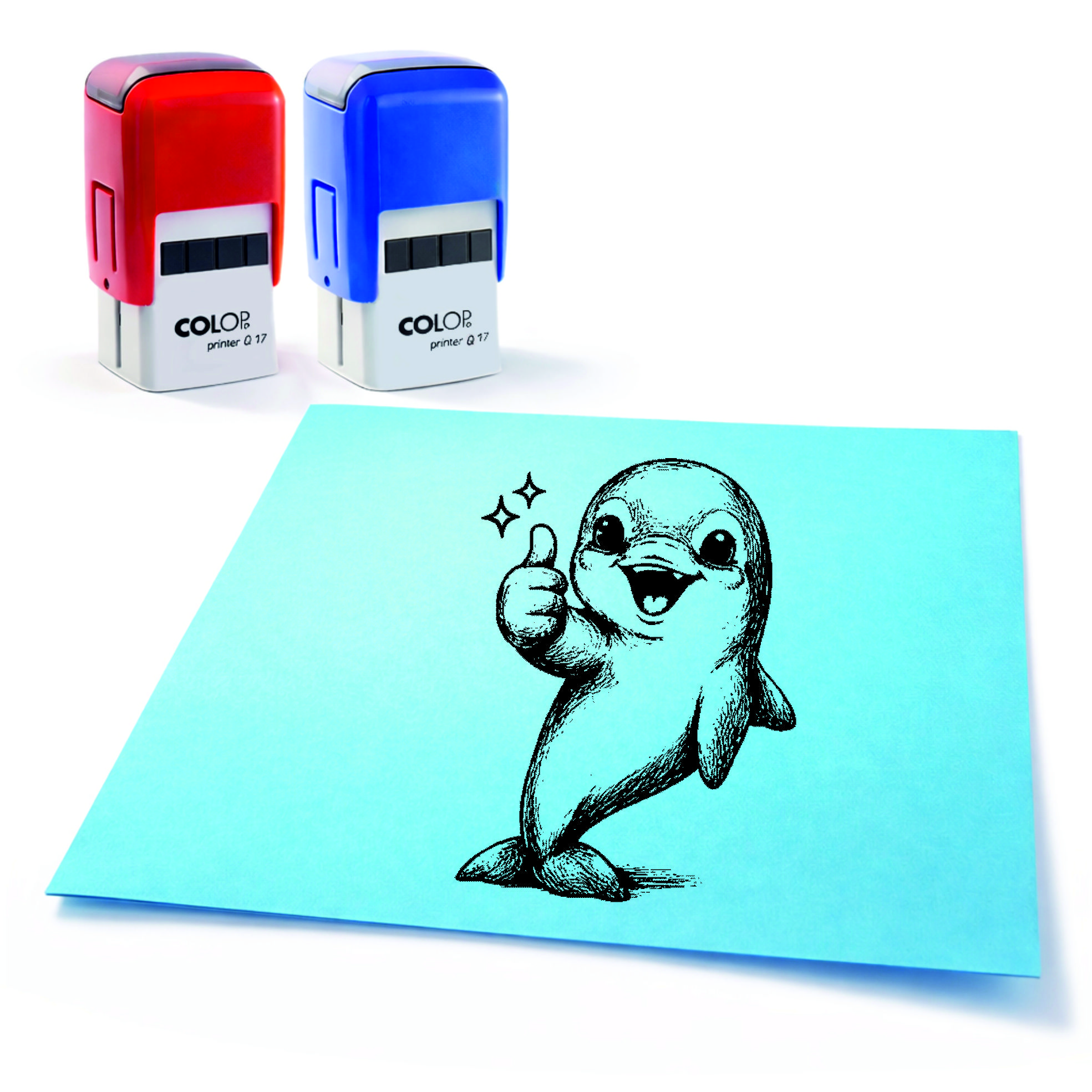  Lehrer Automatikstempel Delfin Motivationsstempel Schüler – Tiermotive Daumen hoch – Abdruck 16 x 16 mm