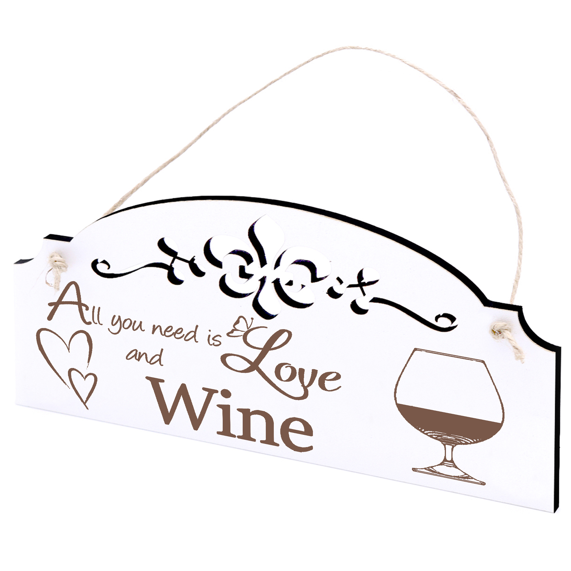 Schild Weinglas Deko 20x10cm - All you need is Love and Wine - Holz
