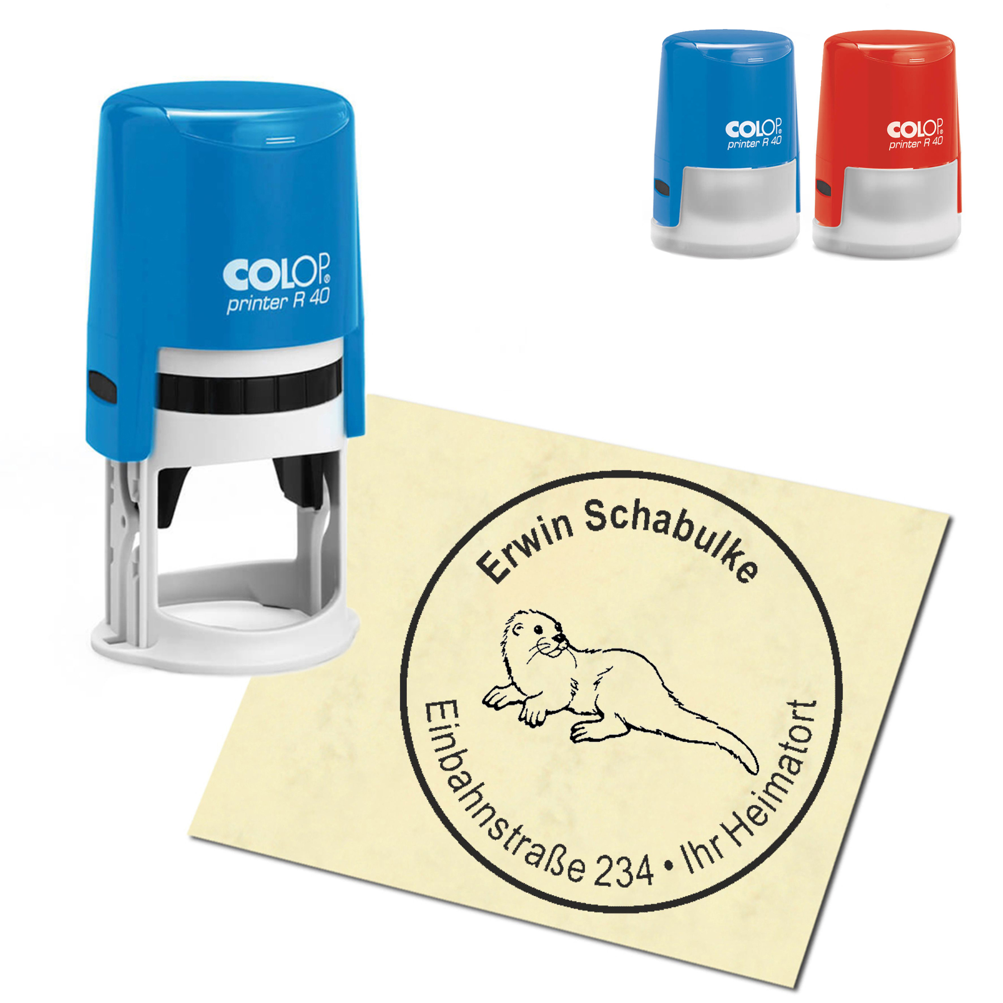 Stempel Adressstempel personalisiert - Otter - rund &empty; 40mm