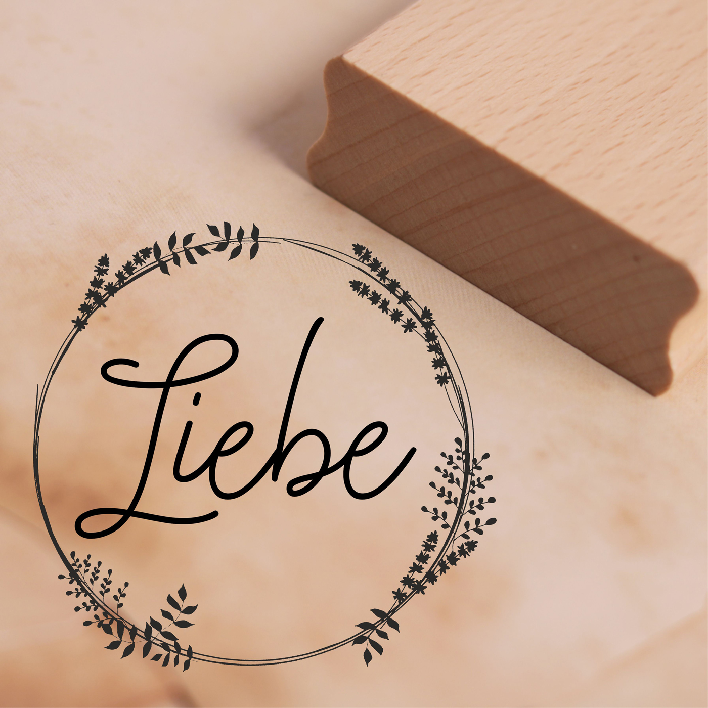Motivstempel Liebe Vintage Stempel Blumenkranz 48 x 47 mm