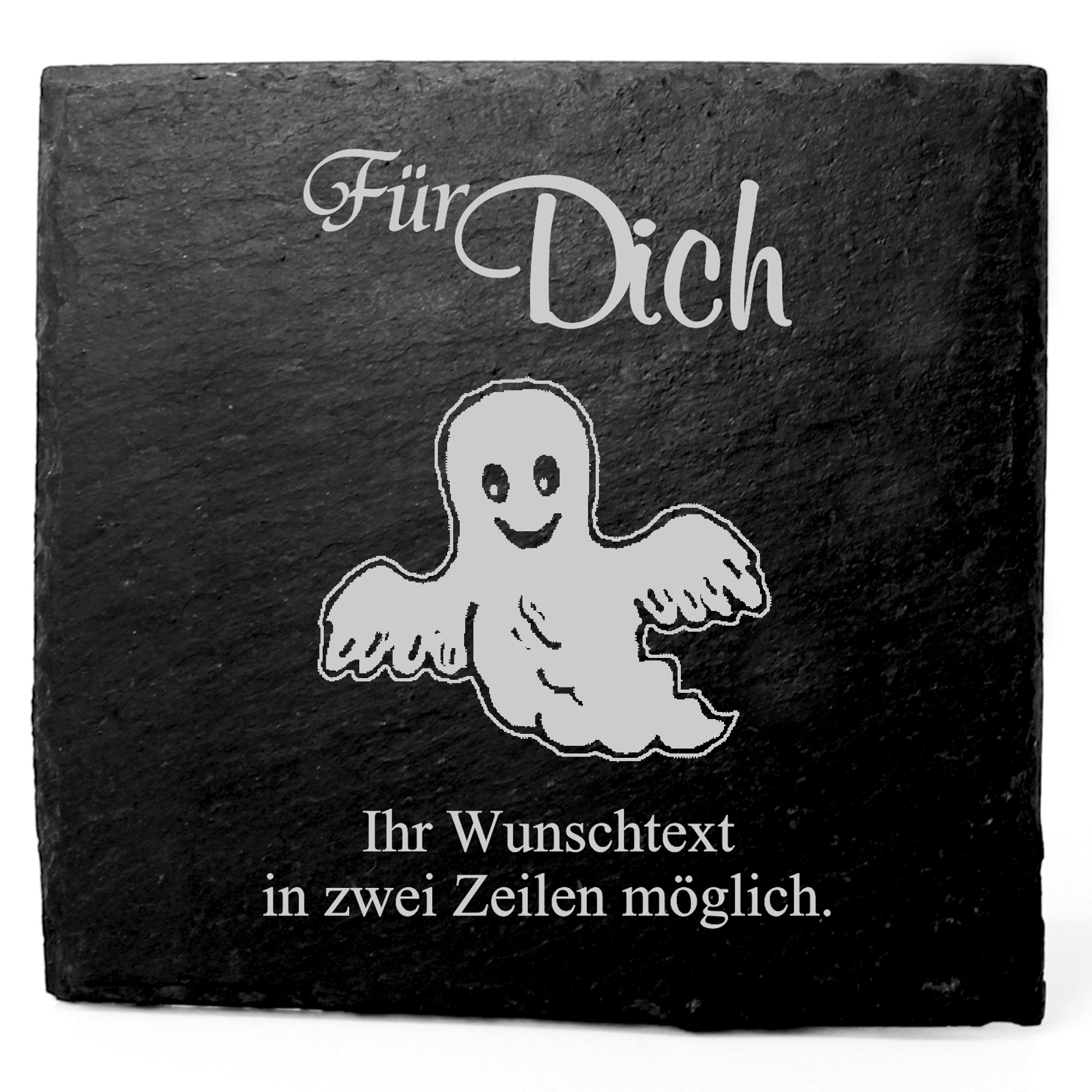 Deko Schiefer Untersetzer personalisiert lustiges Gespenst - Für Dich - 11x11cm