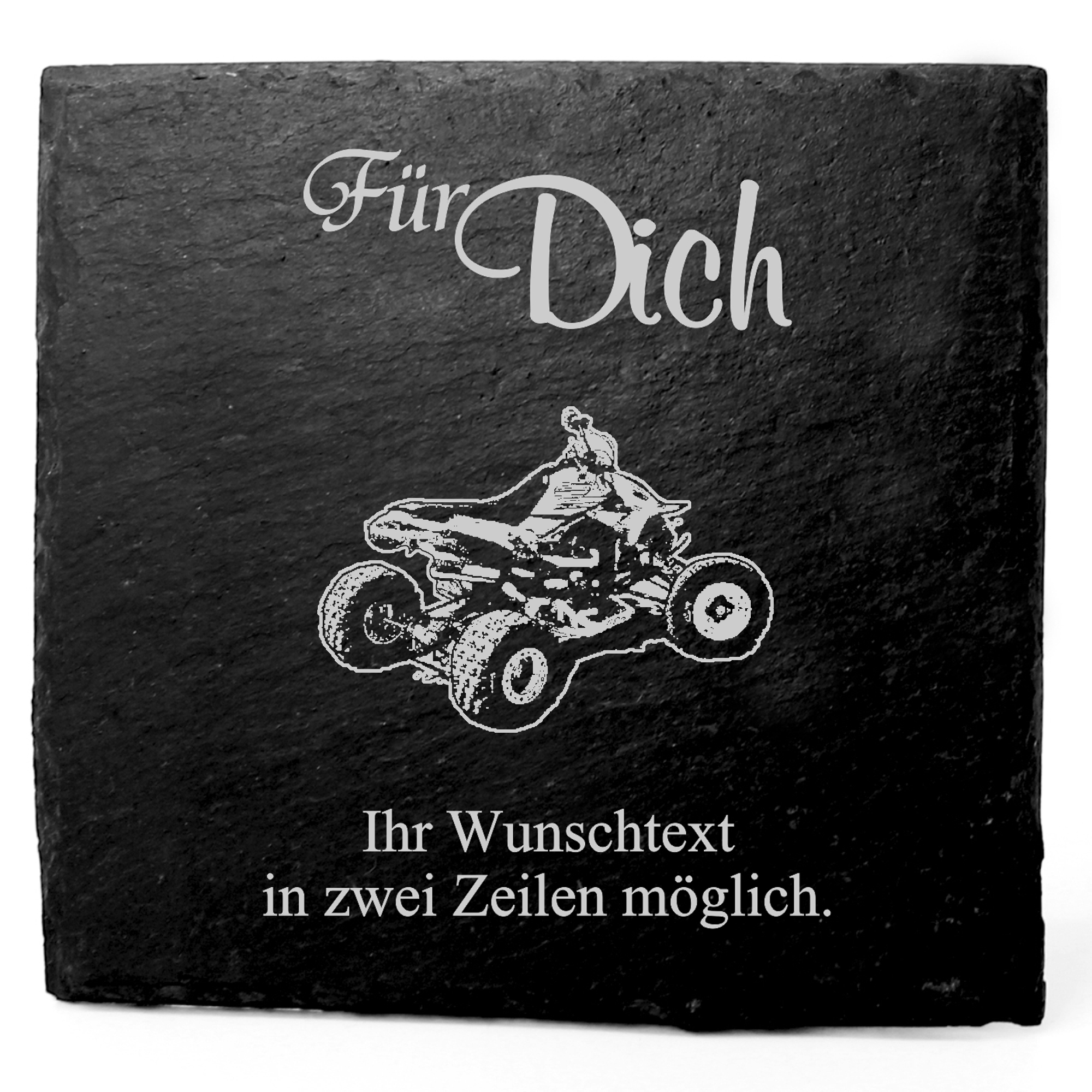 Deko Schiefer Untersetzer personalisiert Quad - Für Dich - 11x11cm