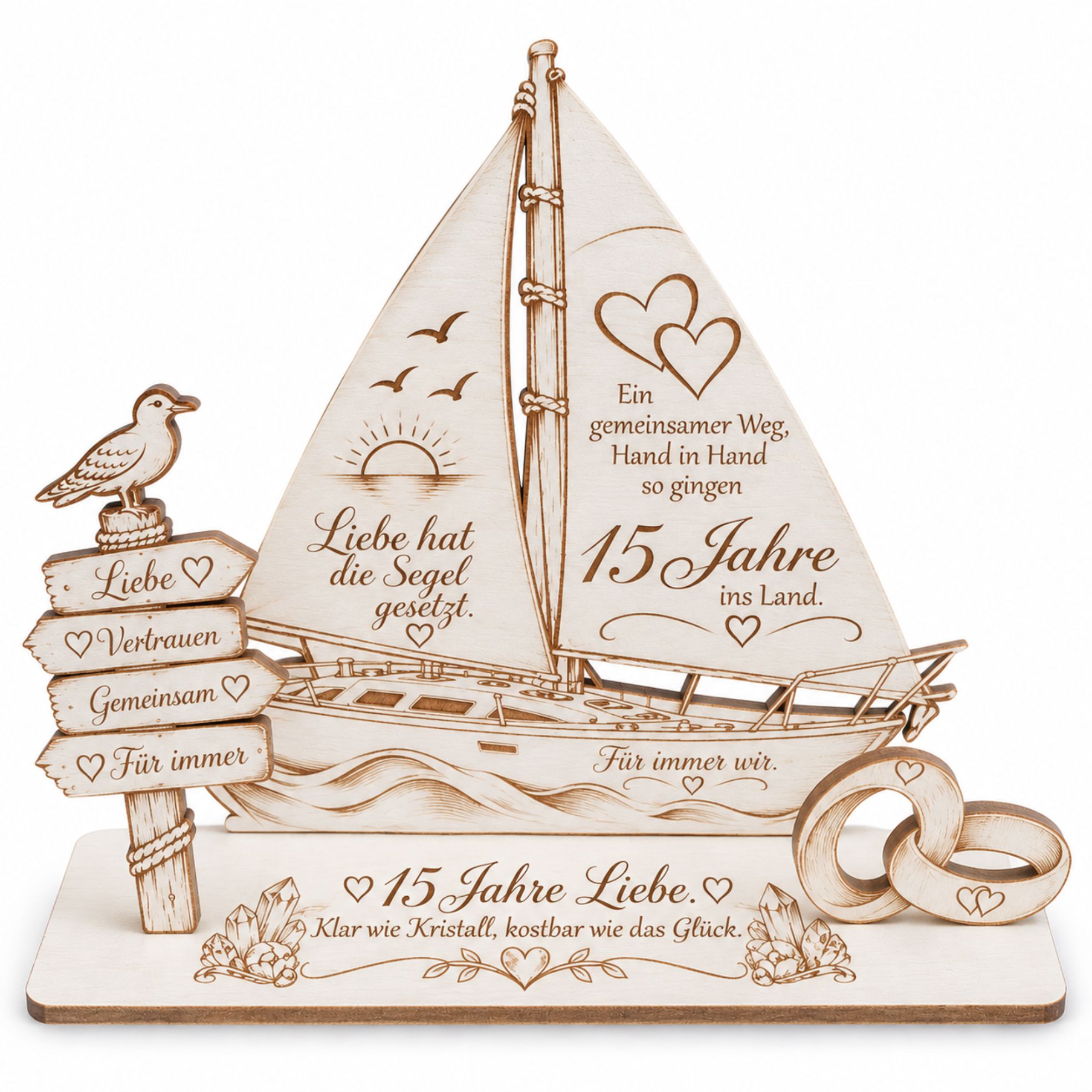 15. Hochzeitstag Geldgeschenk 15 Jahre Jubiläum Kristallhochzeit 14x11cm