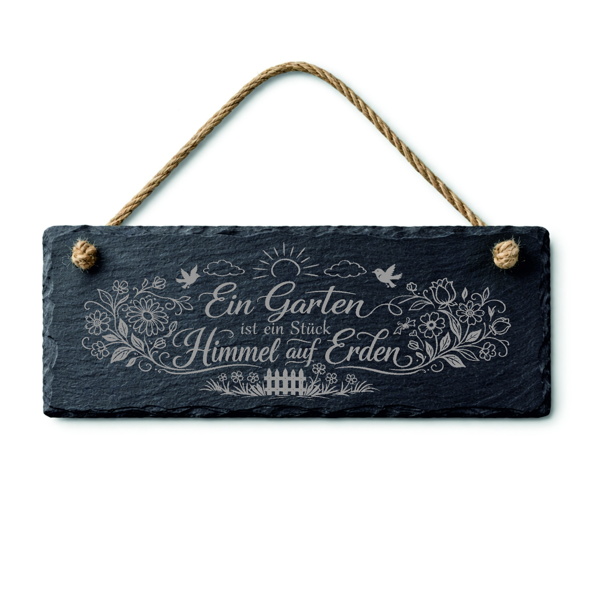 Schiefertafel mit Spruch Ein Garten ist ein Stück Himmel auf Erden - Schild Gartendeko - 22 x 8 cm