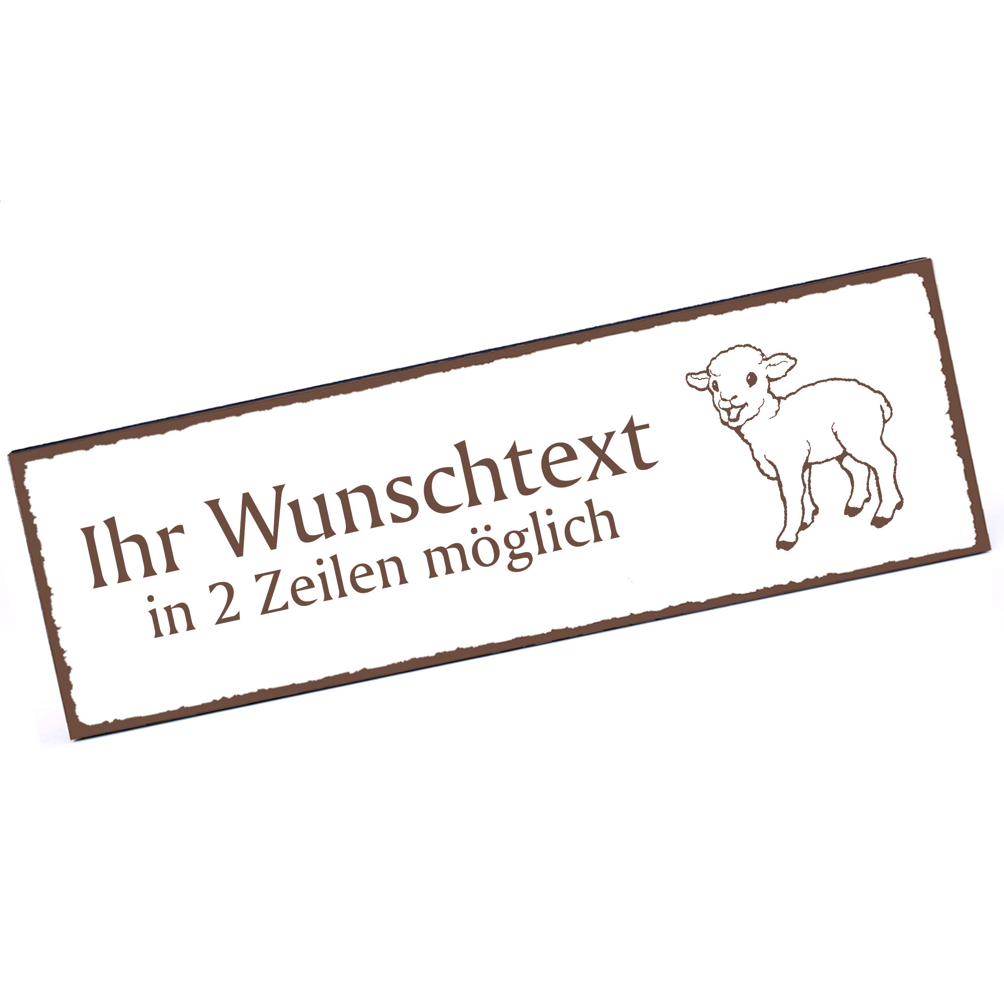 Türschild Lamm  Namensschild personalisiert mit Gravur - 150mm x 50mm - selbstklebend