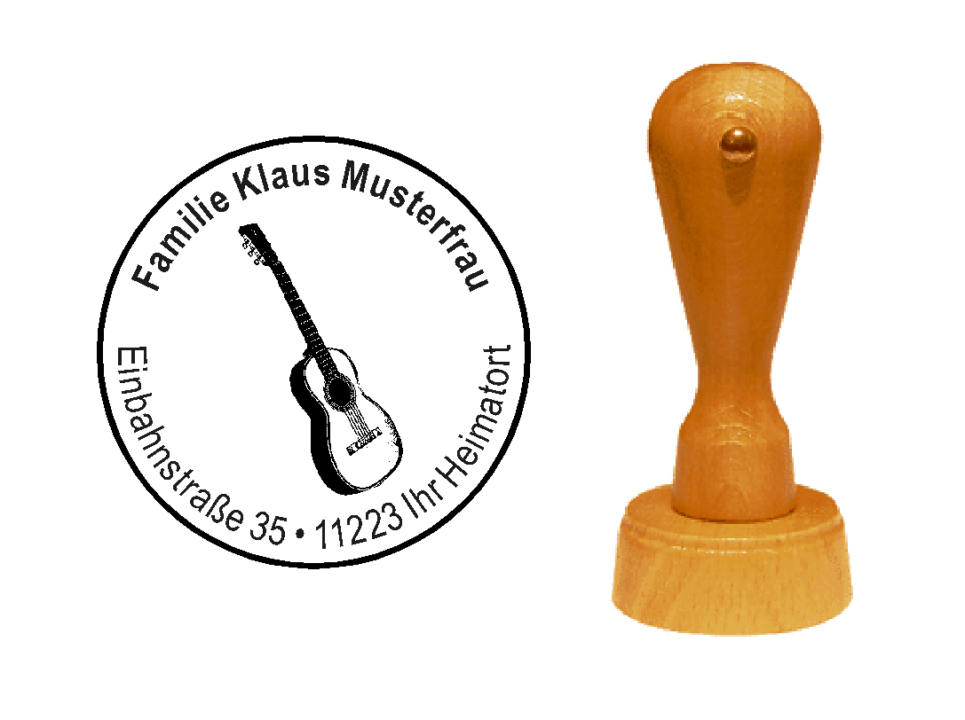 « Gitarre 1 » Holzstempel mit persönlichem Wunschtext