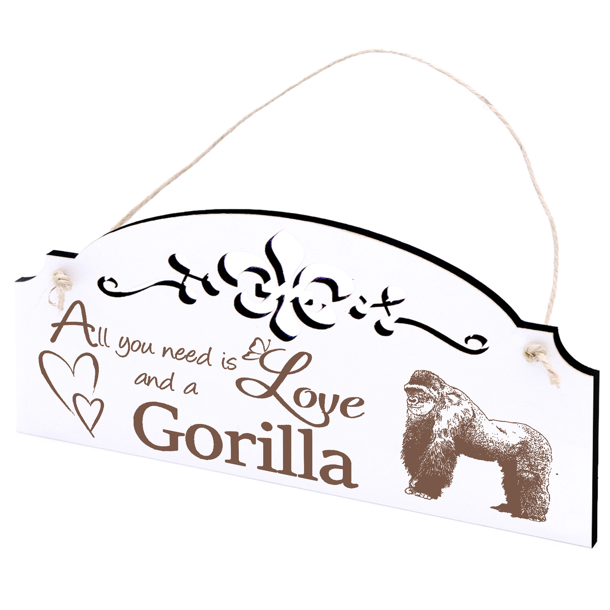 Schild Gorilla Deko 20x10cm - All you need is Love and a Gorilla - Holz