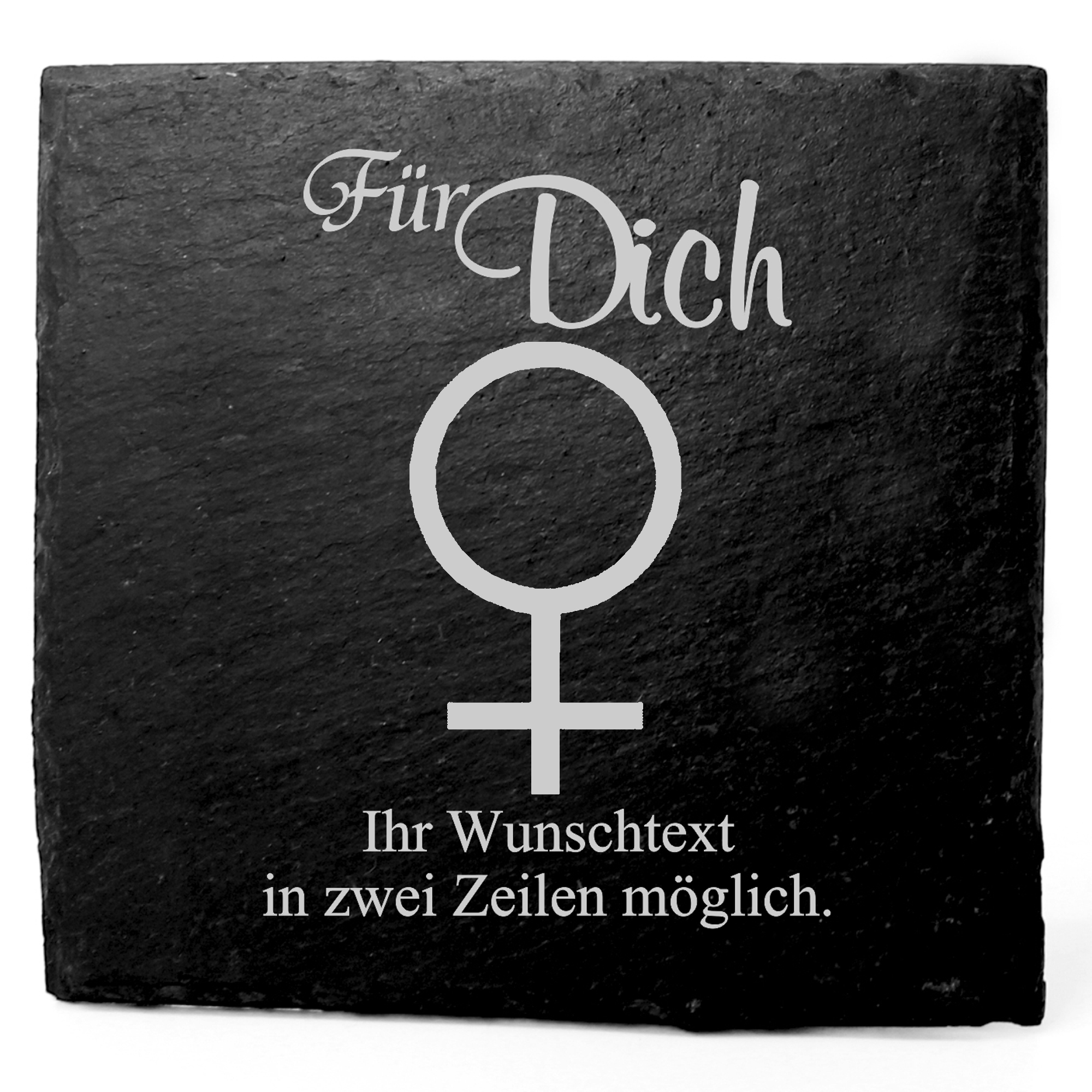 Deko Schiefer Untersetzer personalisiert Frau Symbol - Für Dich - 11x11cm