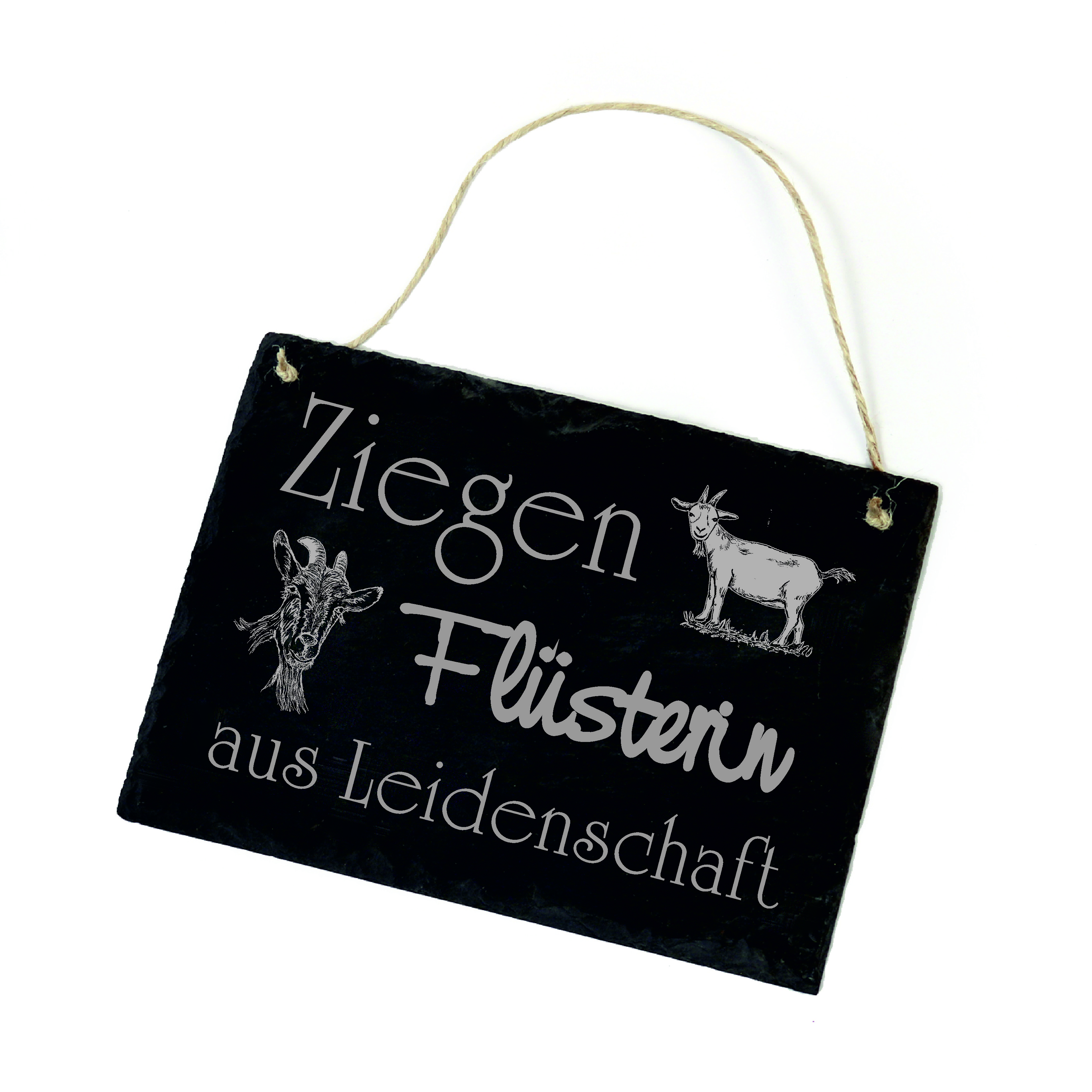 Ziegen Flüsterin aus Leidenschaft Ziegenflüsterin Schild Schiefer Tiertherapeutin Ziegenstall 22x16