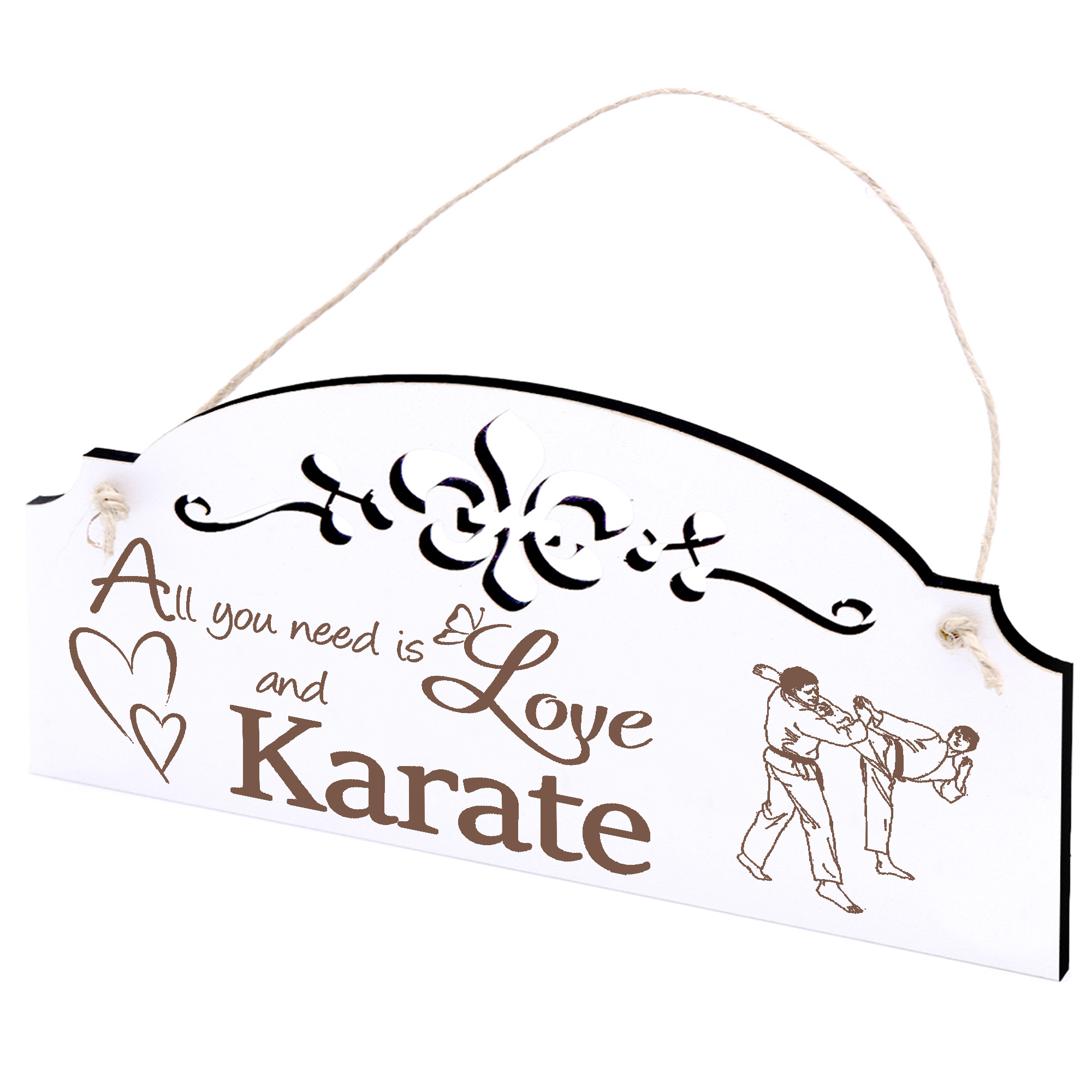 Schild Karate Deko 20x10cm - All you need is Love and Karate - Holz