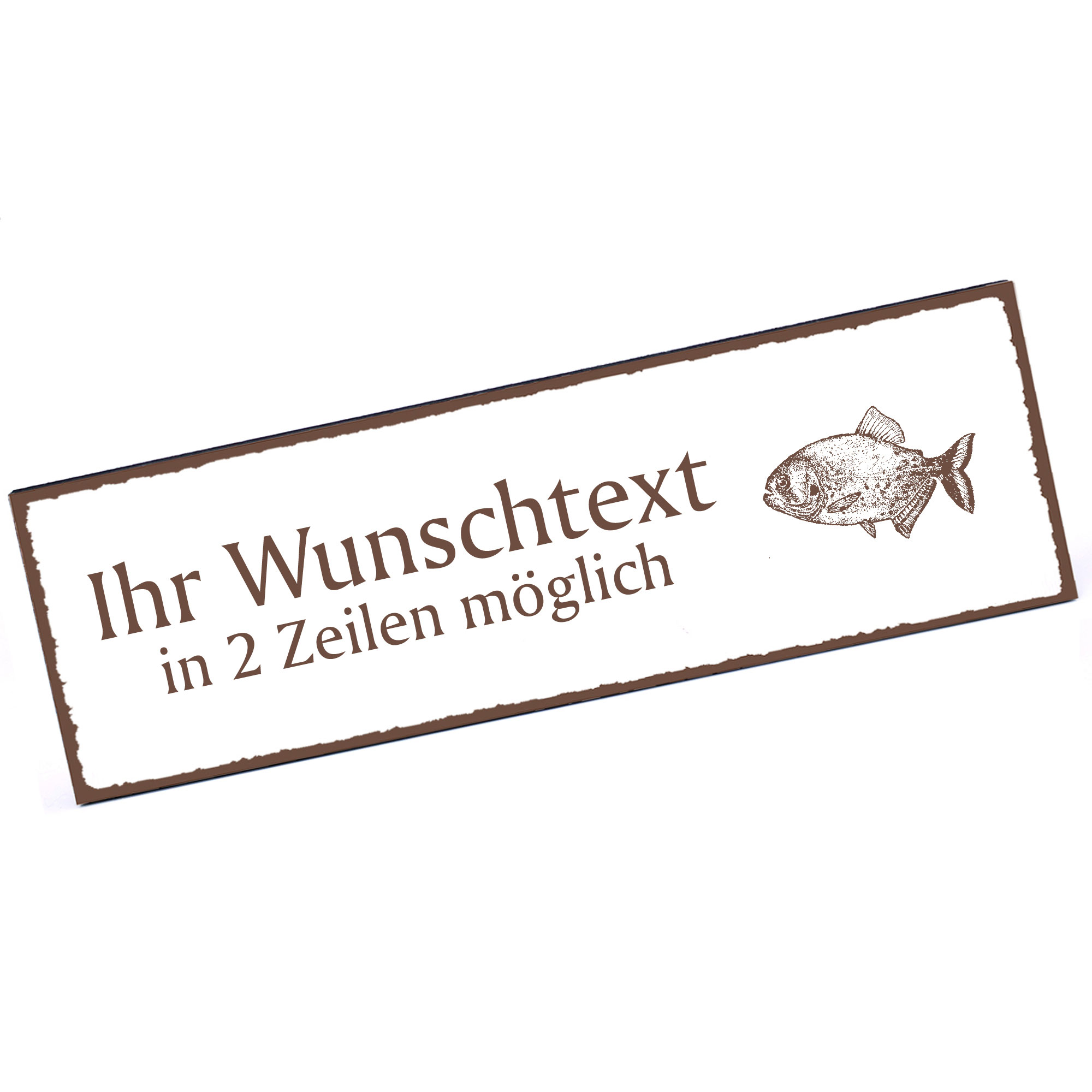 Türschild Piranha  Namensschild personalisiert mit Gravur - 150mm x 50mm - selbstklebend