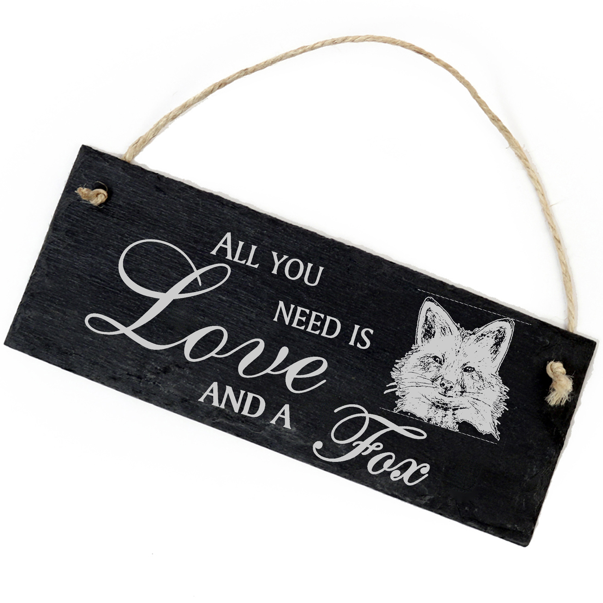 Schiefertafel Deko Fuchs Kopf Schild 22 x 8 cm - All you need is Love and a Fox