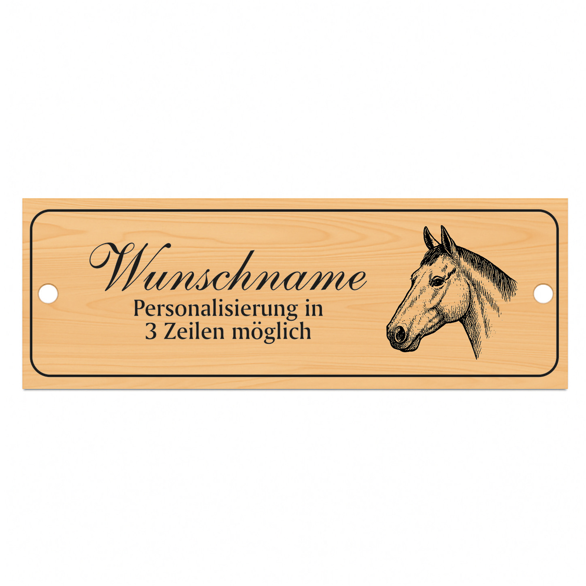 Stallschild Hannoveraner personalisierbar mit Wunschtext – Stalltafel Pferdeschild Pferdebox Holzoptik - 20×7,5 cm