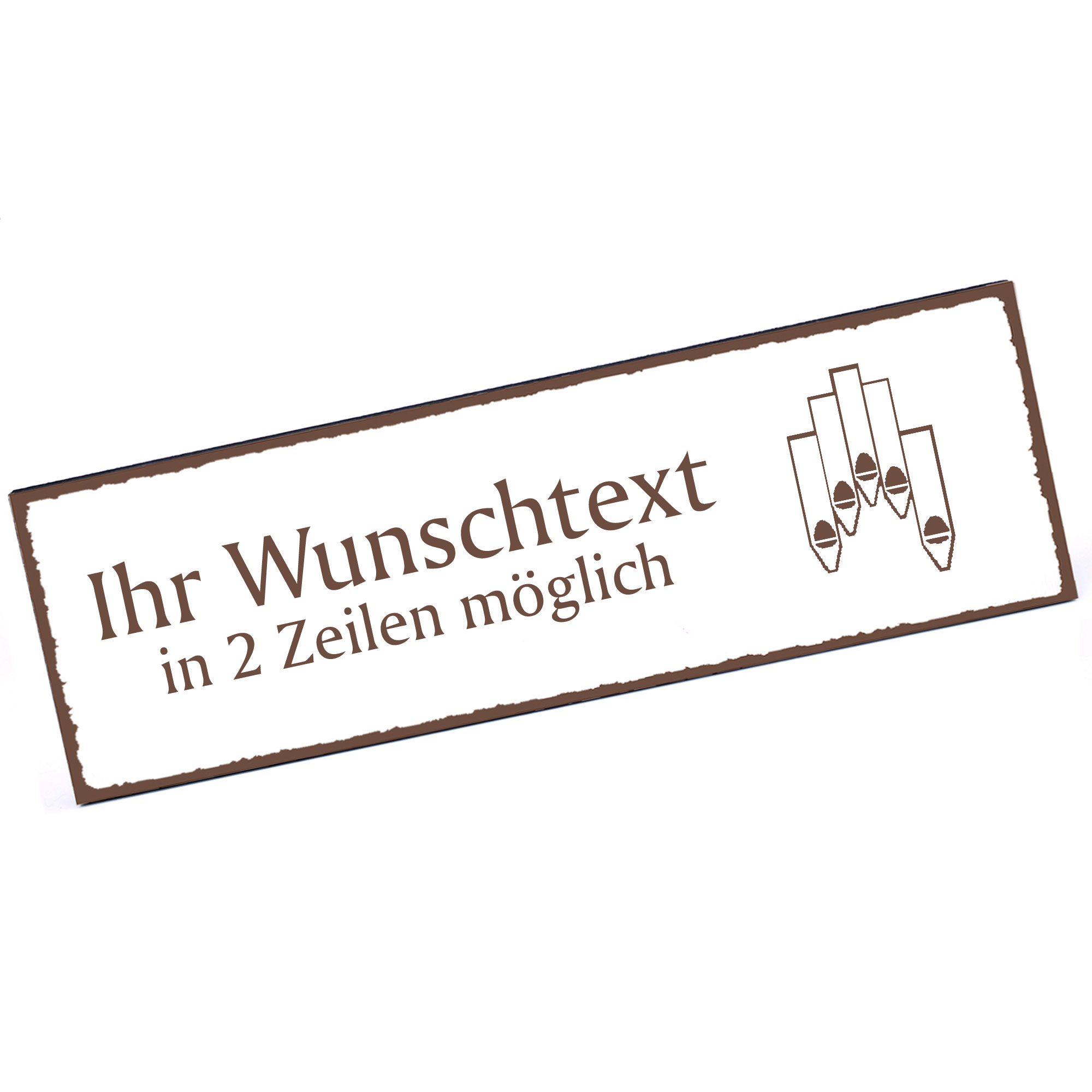 Türschild Orgelpfeife  Namensschild personalisiert mit Gravur - 150mm x 50mm - selbstklebend