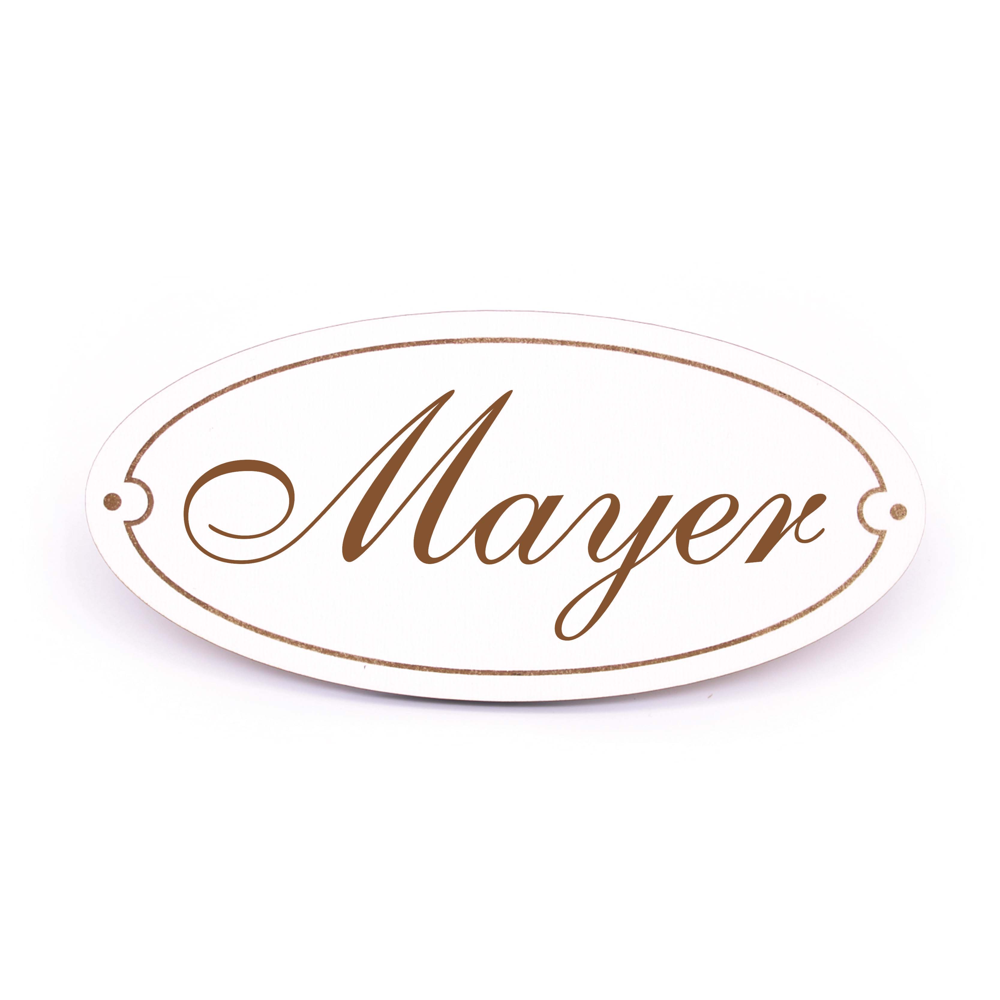 Ovales Türschild Mayer - selbstklebend - 15 x 7 cm
