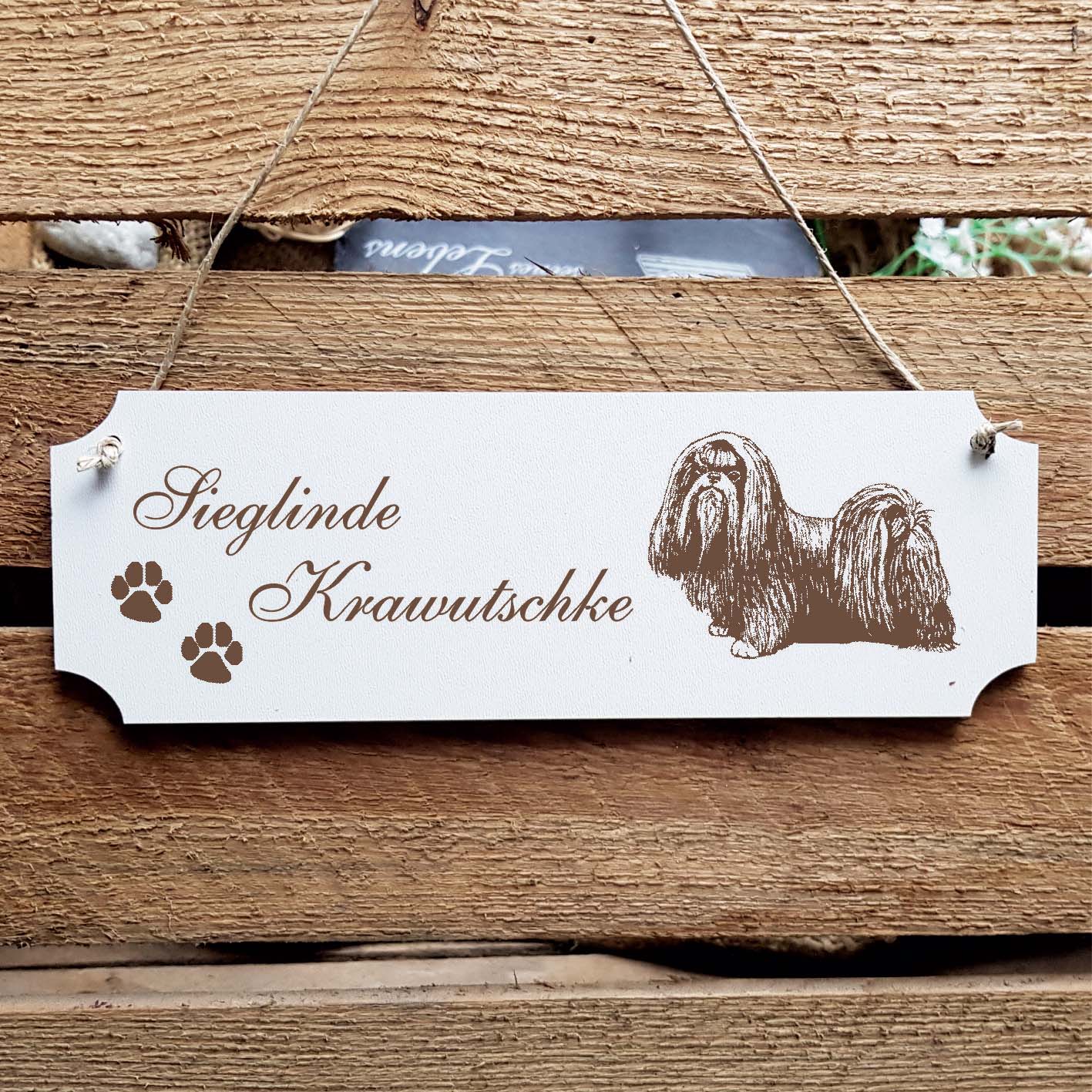 Schild « Shih Tzu 02 » Namensschild Türschild zum Anhängen - 20 x 6,7 cm