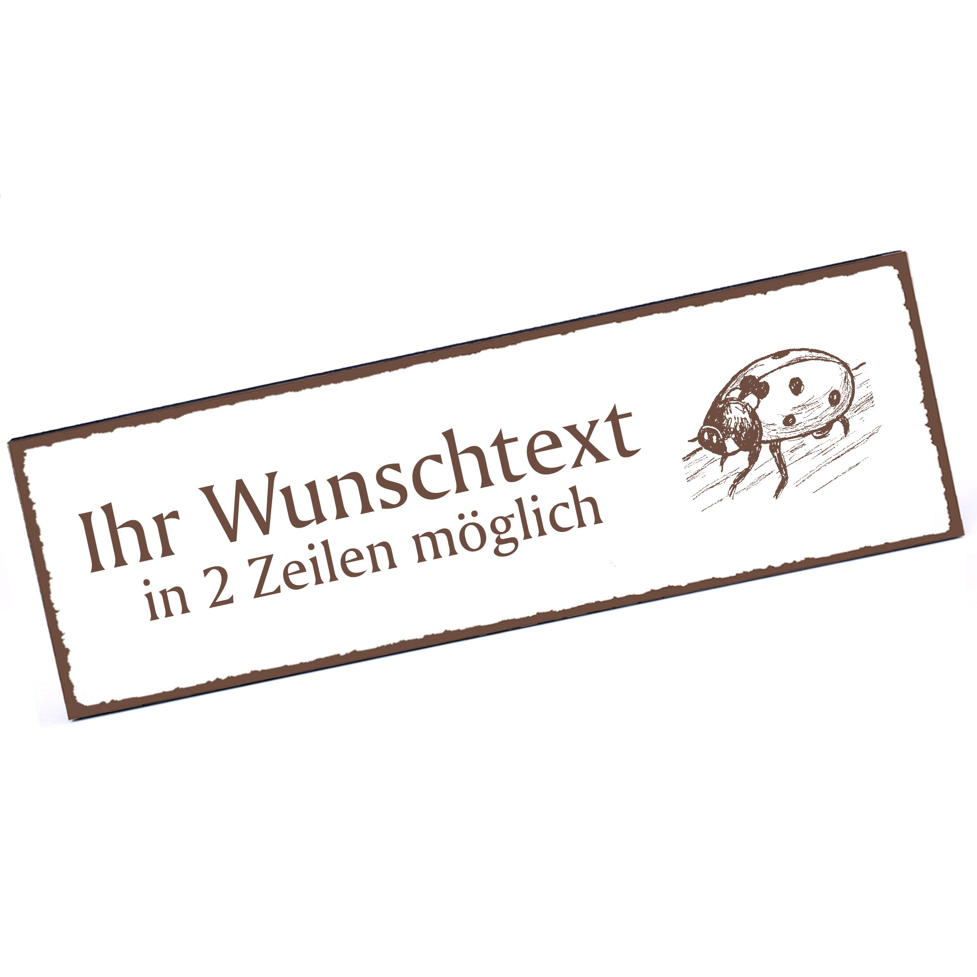 Türschild Marienkäfer  Namensschild personalisiert mit Gravur - 150mm x 50mm - selbstklebend
