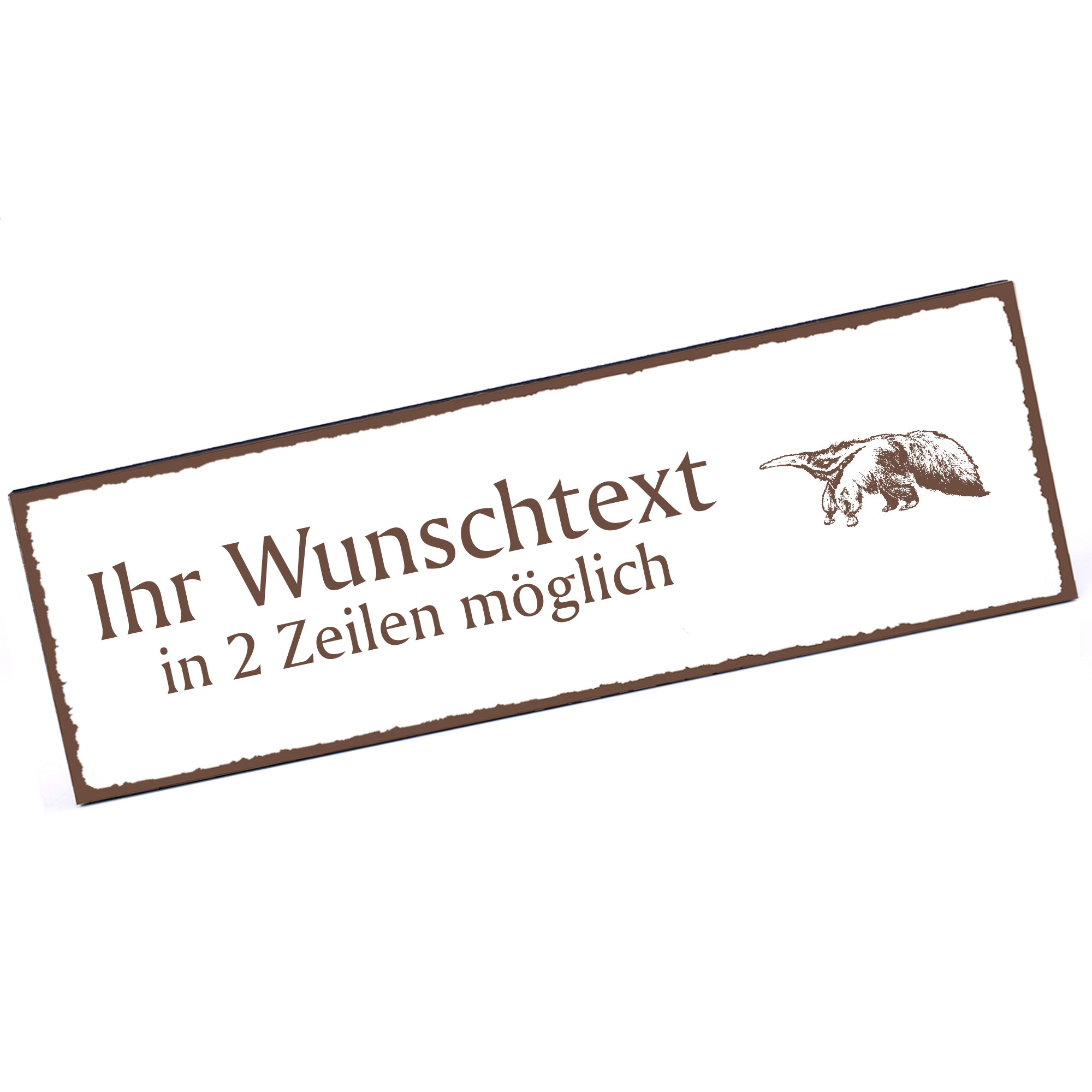 Türschild Ameisenbär Nasenbär  Namensschild personalisiert mit Gravur - 150mm x 50mm - selbstklebend