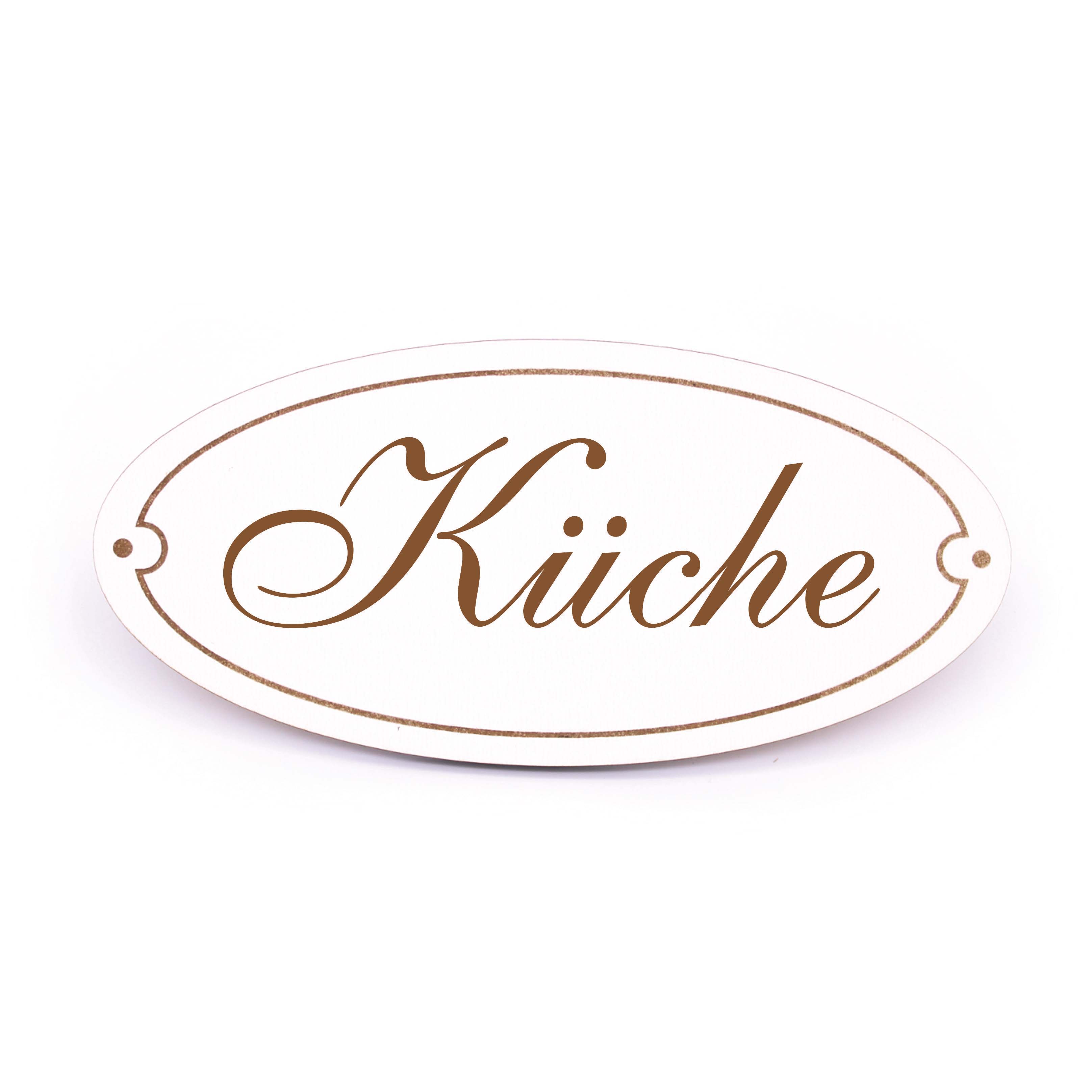 Ovales Türschild Küche - selbstklebend - 15 x 7 cm
