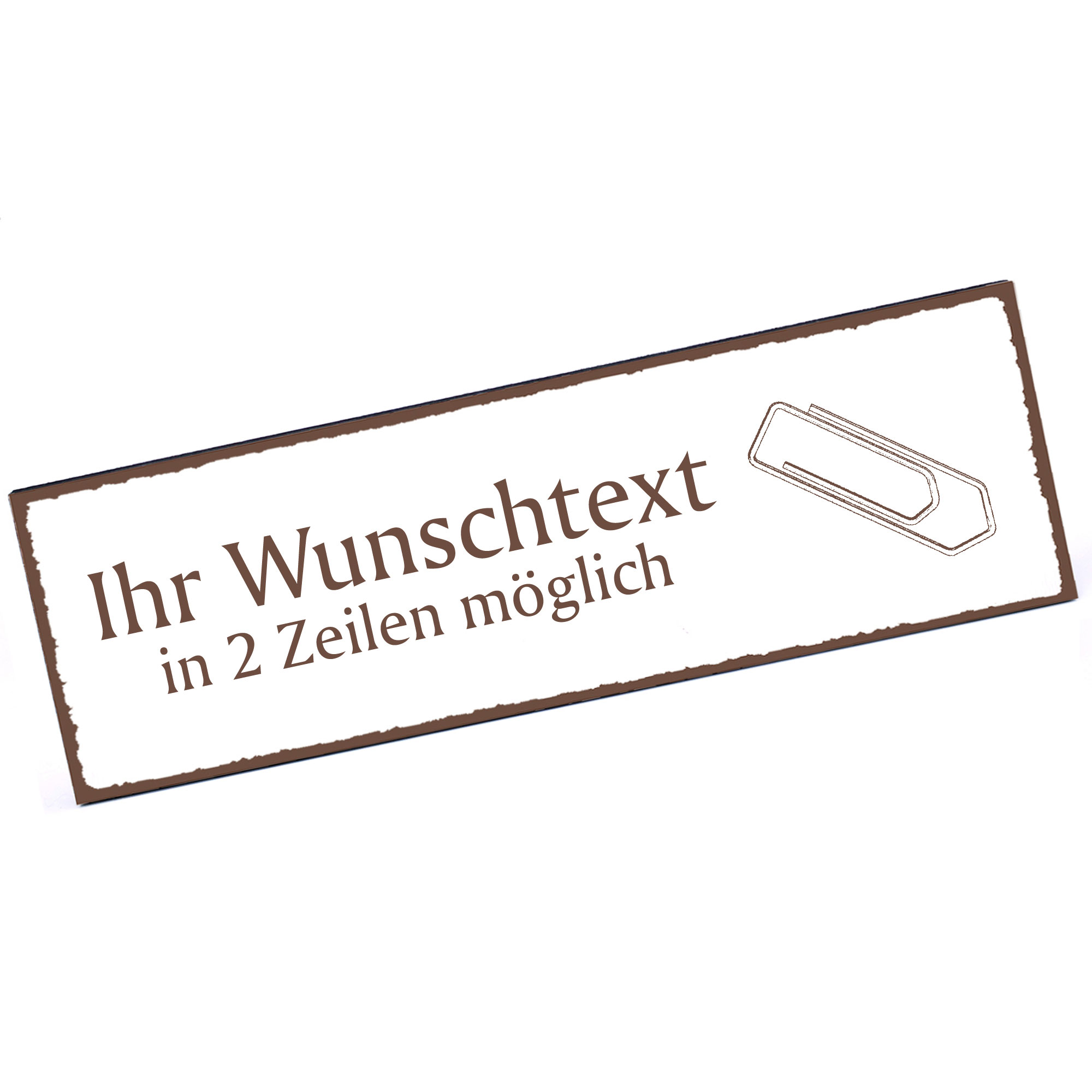 Türschild Büroklammer  Namensschild personalisiert mit Gravur - 150mm x 50mm - selbstklebend